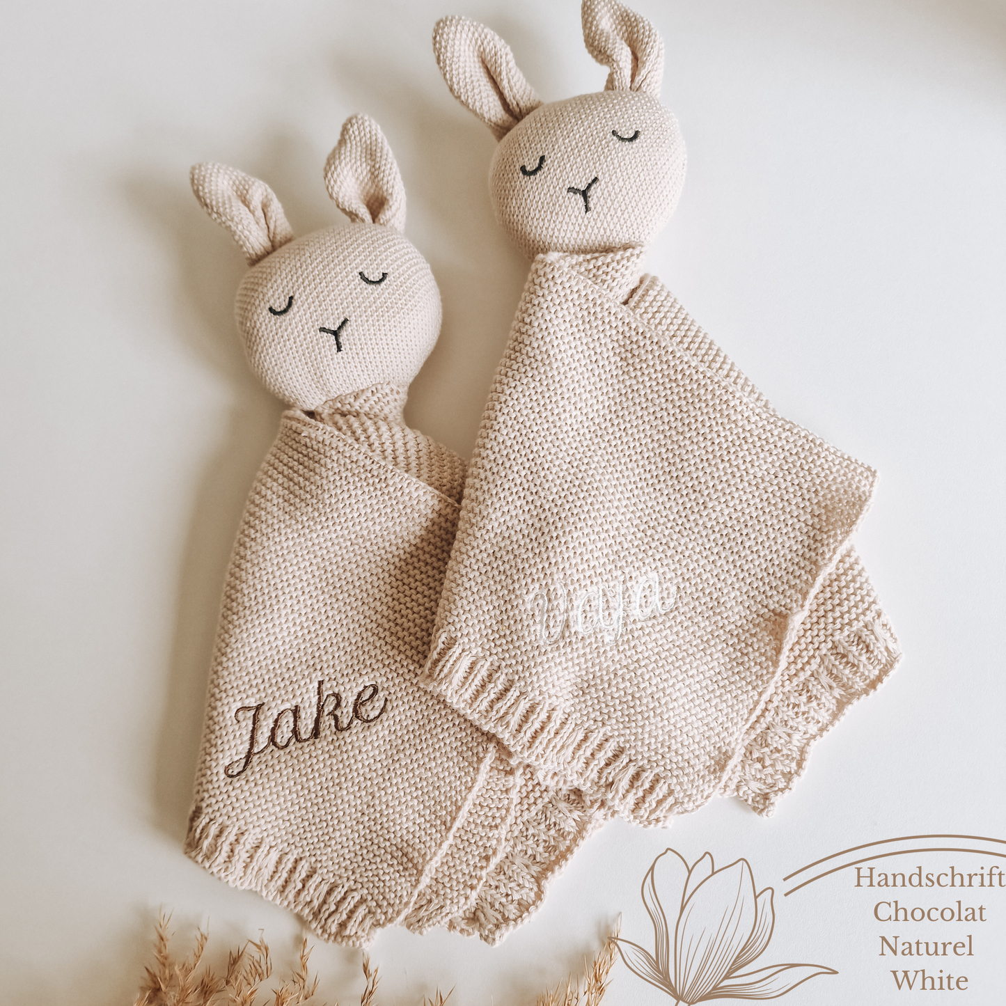 Cuddle cloth rabbit with name | Knitted organic | Beige