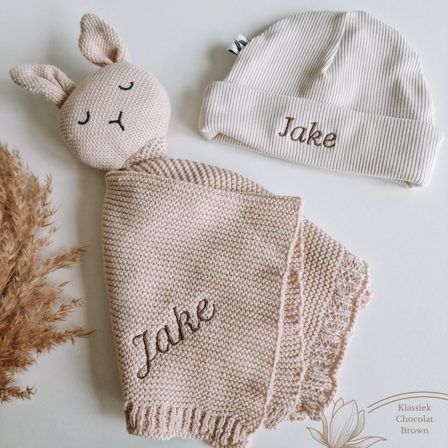 Babymuts met omslag Rib met naam