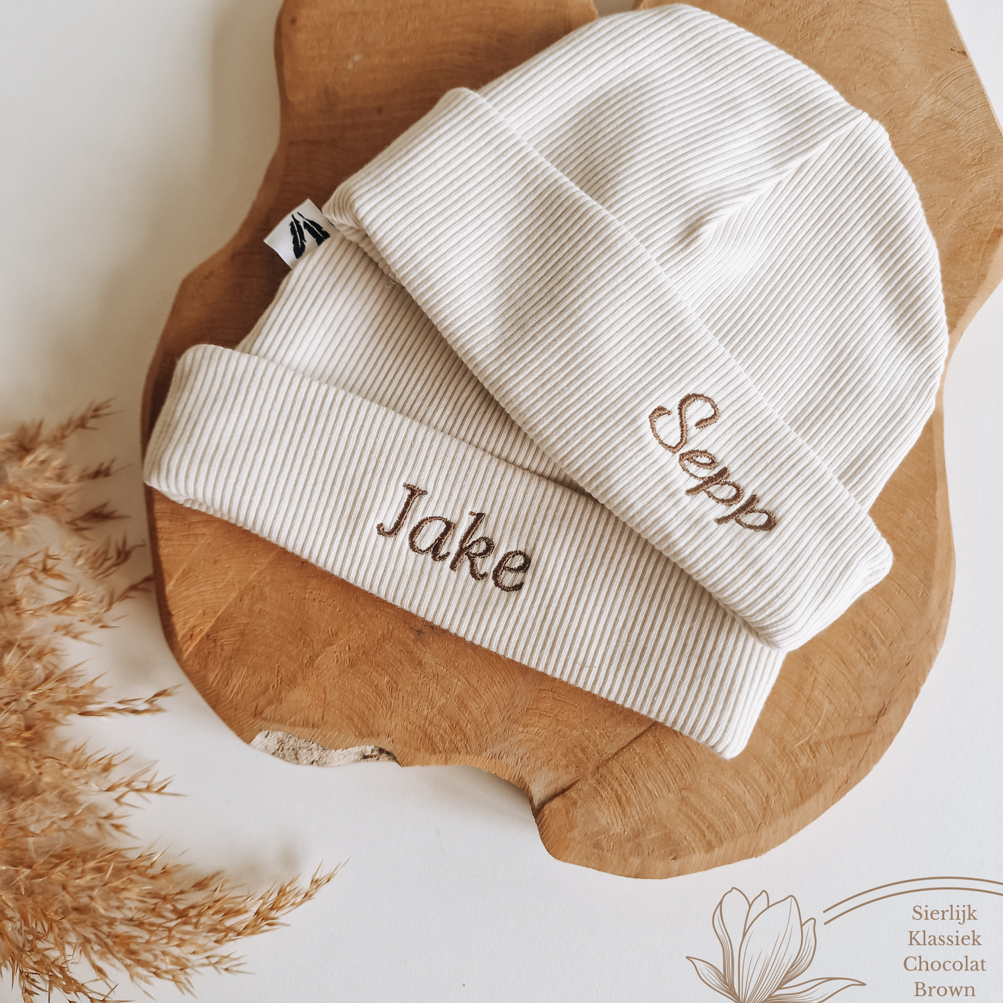 Babymuts met omslag Rib met naam