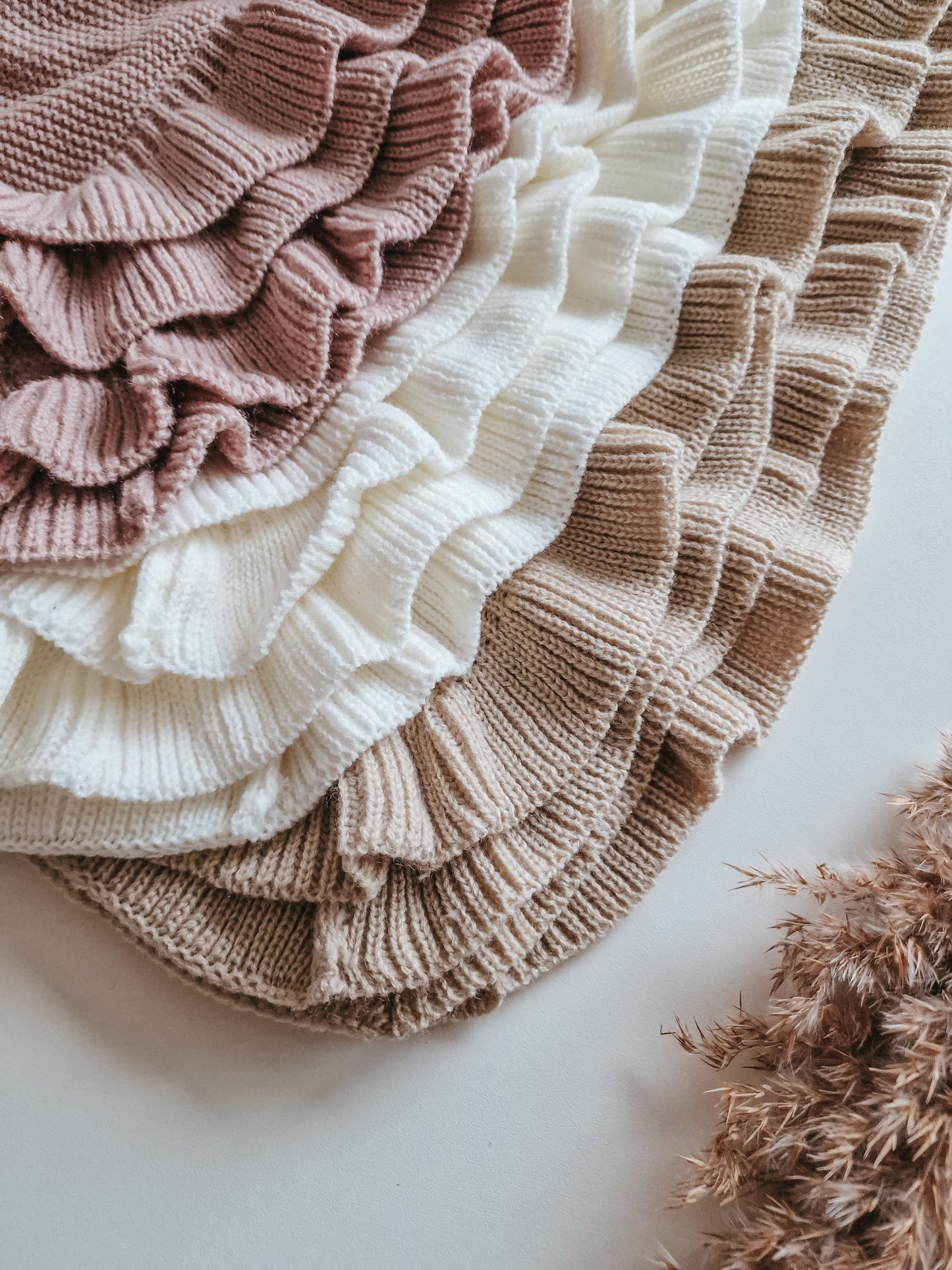 Ruffle deken gebreid Oud Roze