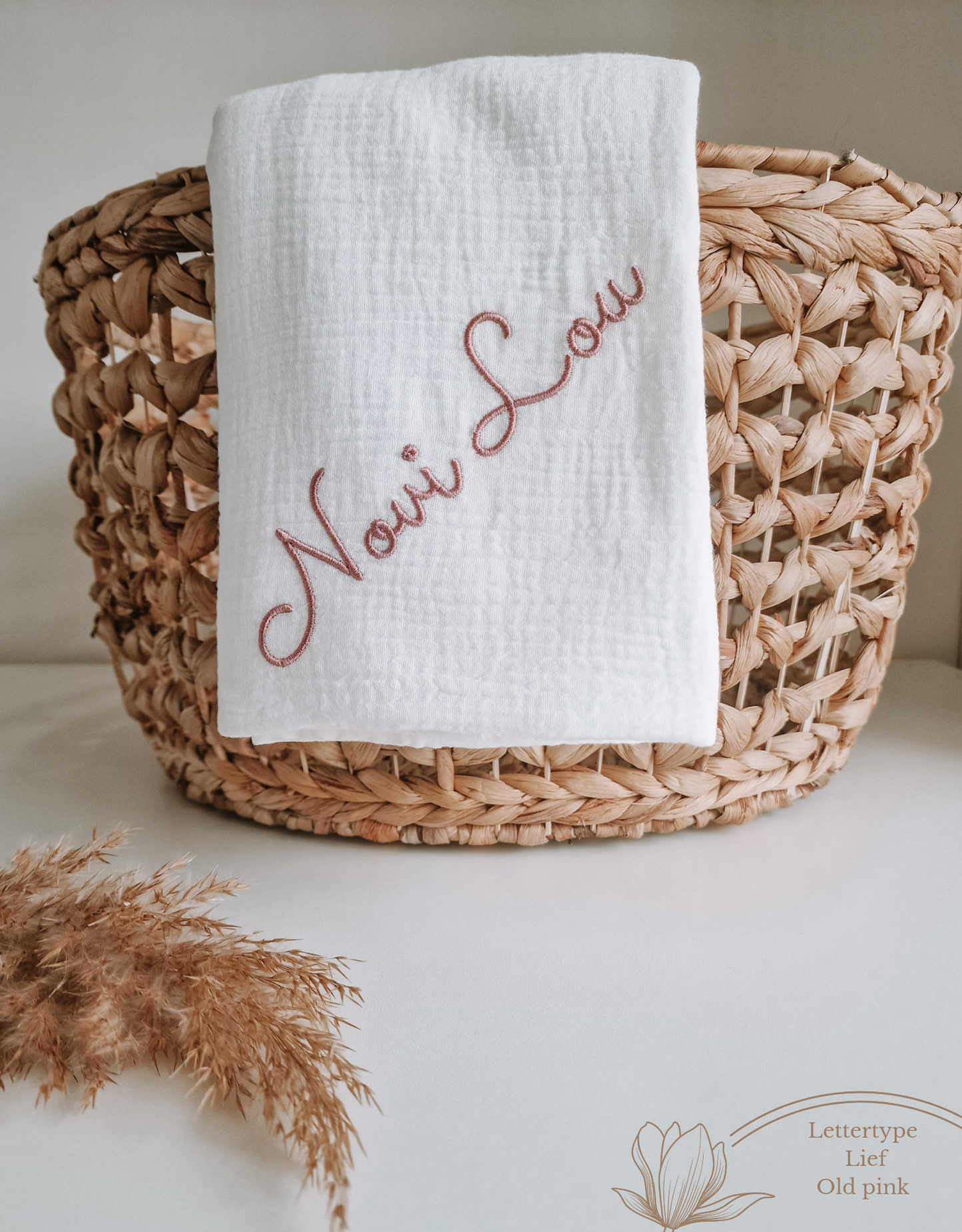 Grote hydrofiele doek Champagne met naam XL