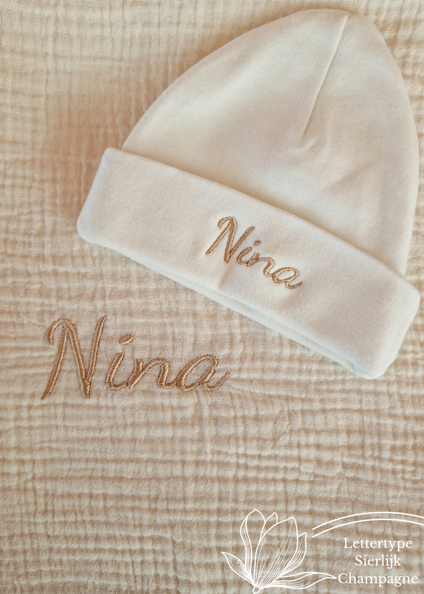Grote hydrofiele doek Champagne met naam XL
