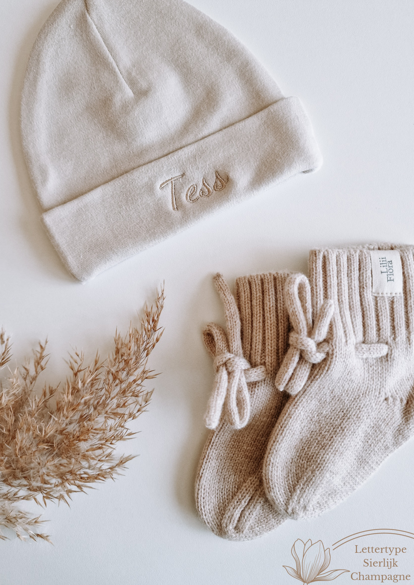 Baby hat with name | Beige