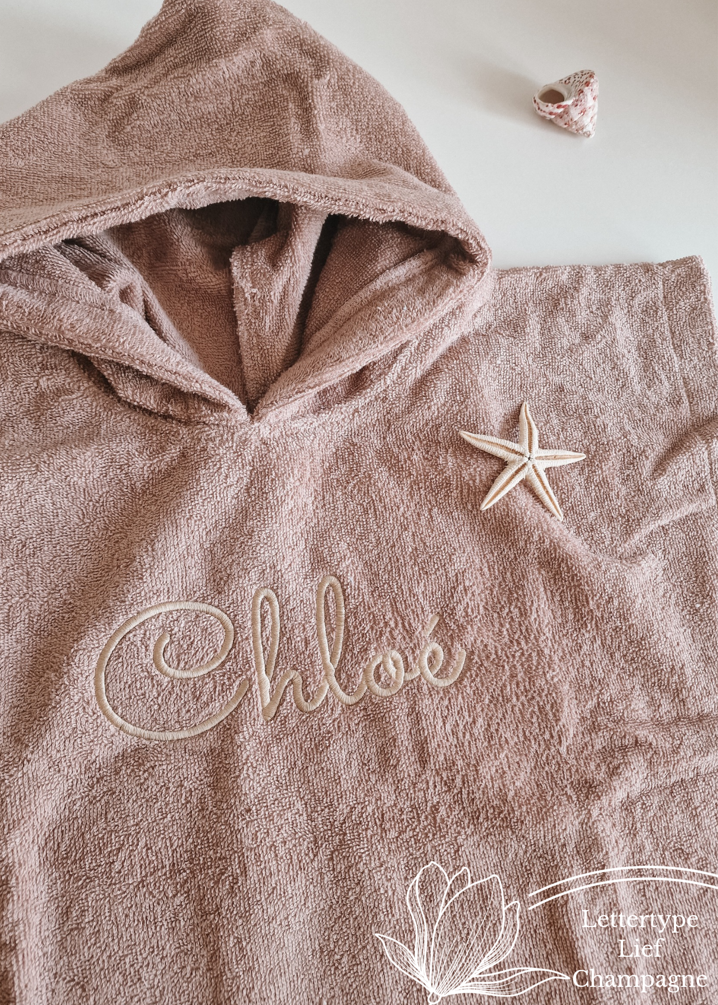 Bath poncho with name | Pink blush