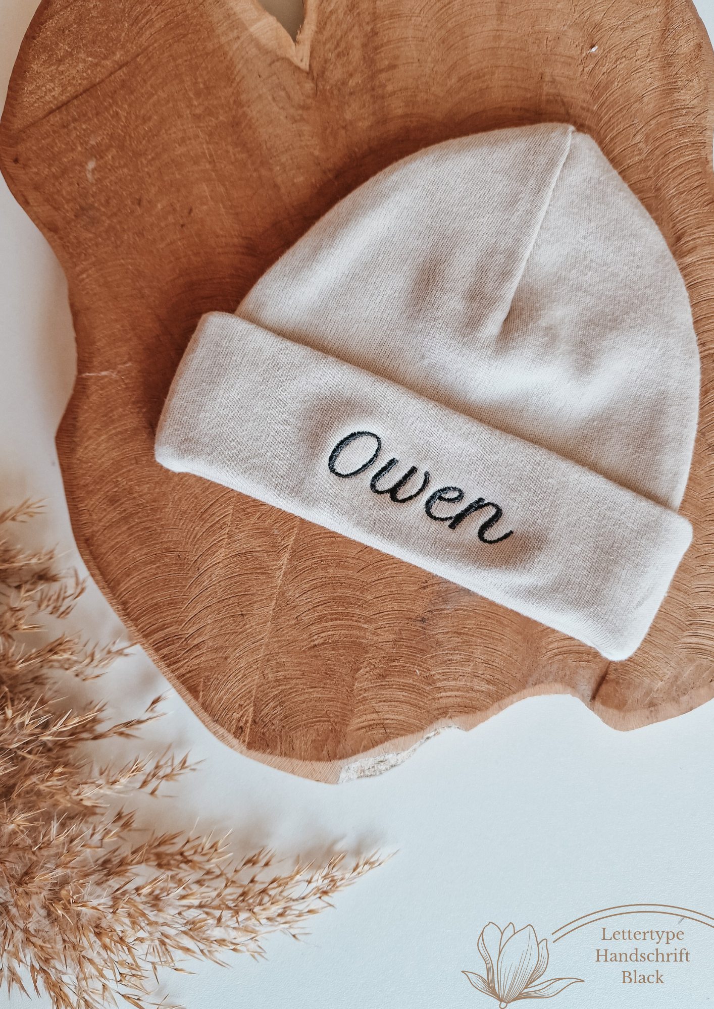 Baby hat with name | Beige