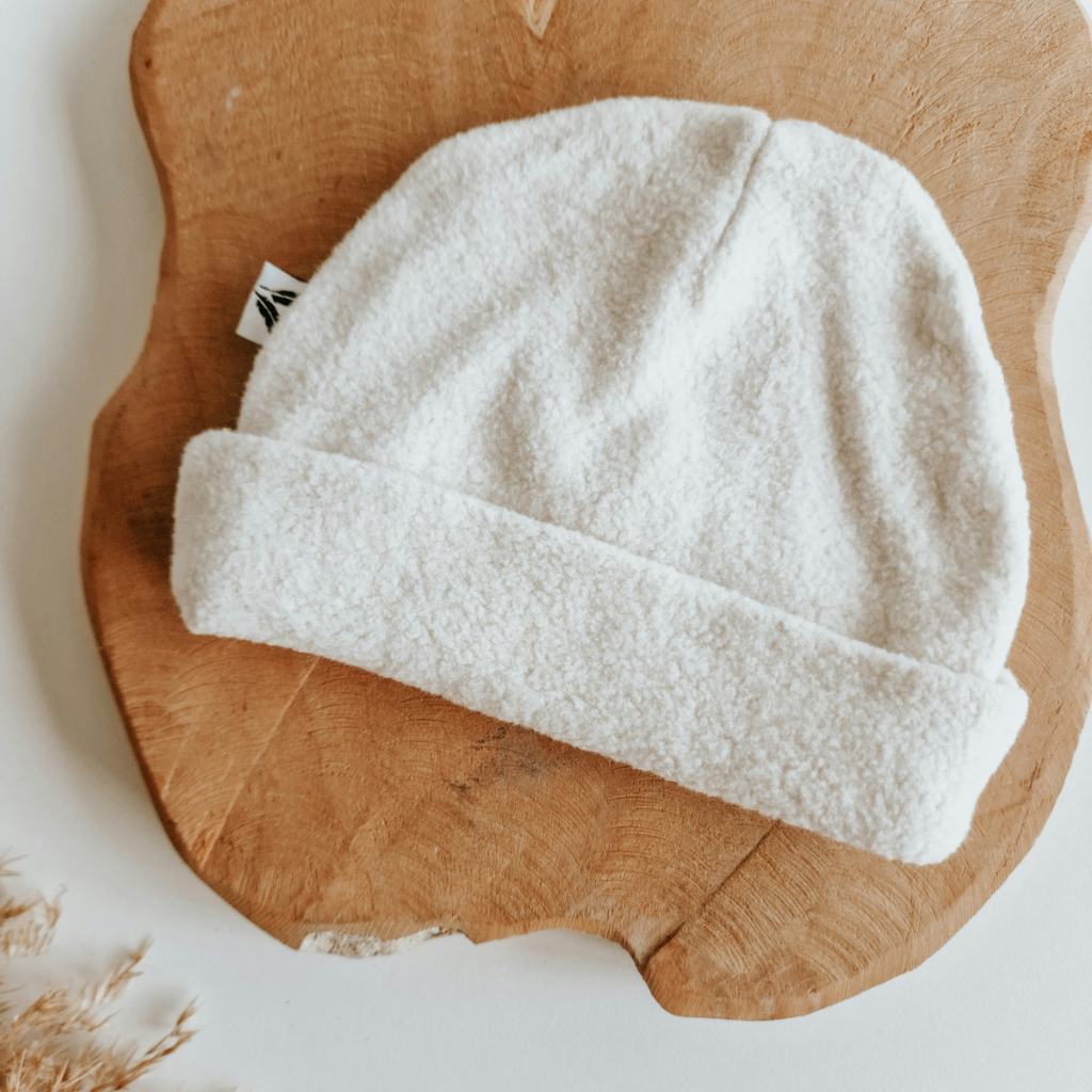 Babymuts met omslag Teddy naturel katoen met naam