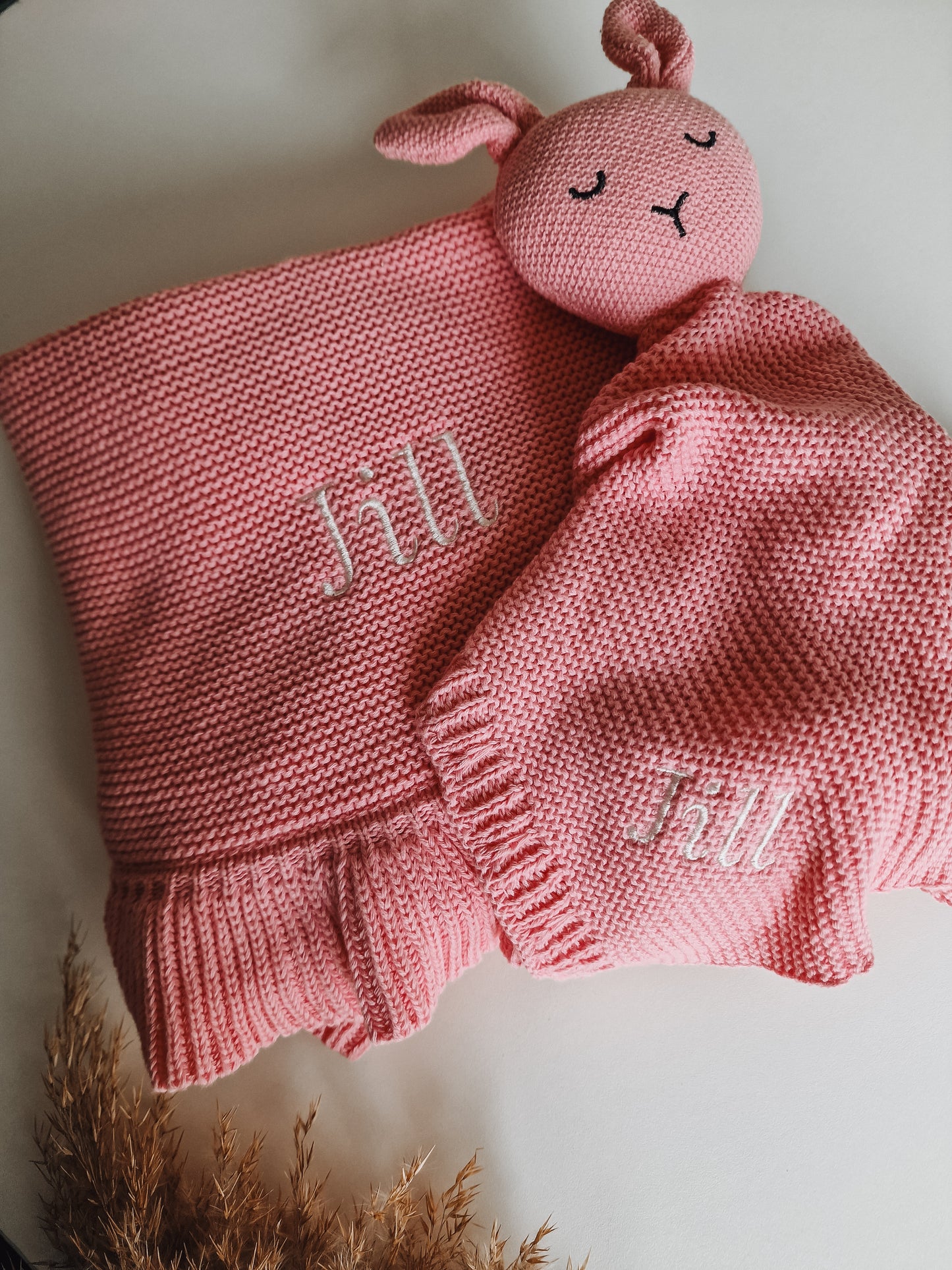 Ruffle deken gebreid Oud Roze