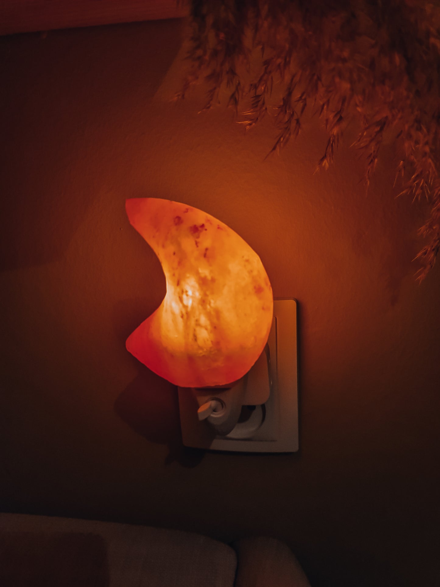 Himalayan salt stone night light | MOON Orange