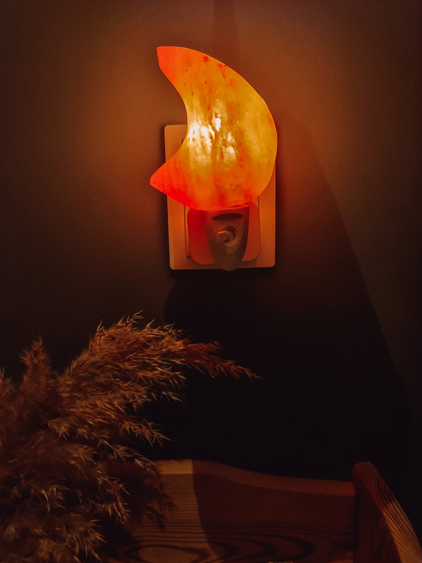 Himalayan salt stone night light | MOON Orange
