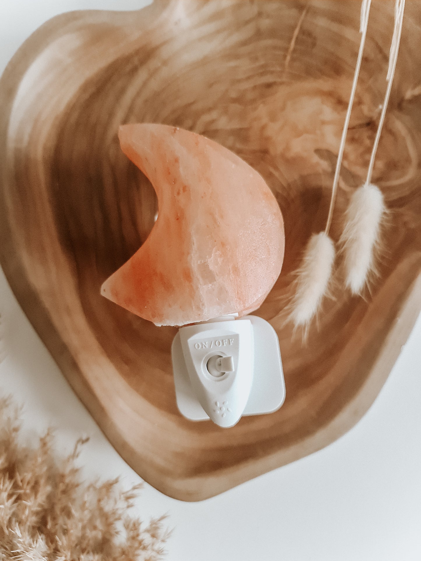 Himalayan salt stone night light | MOON Orange