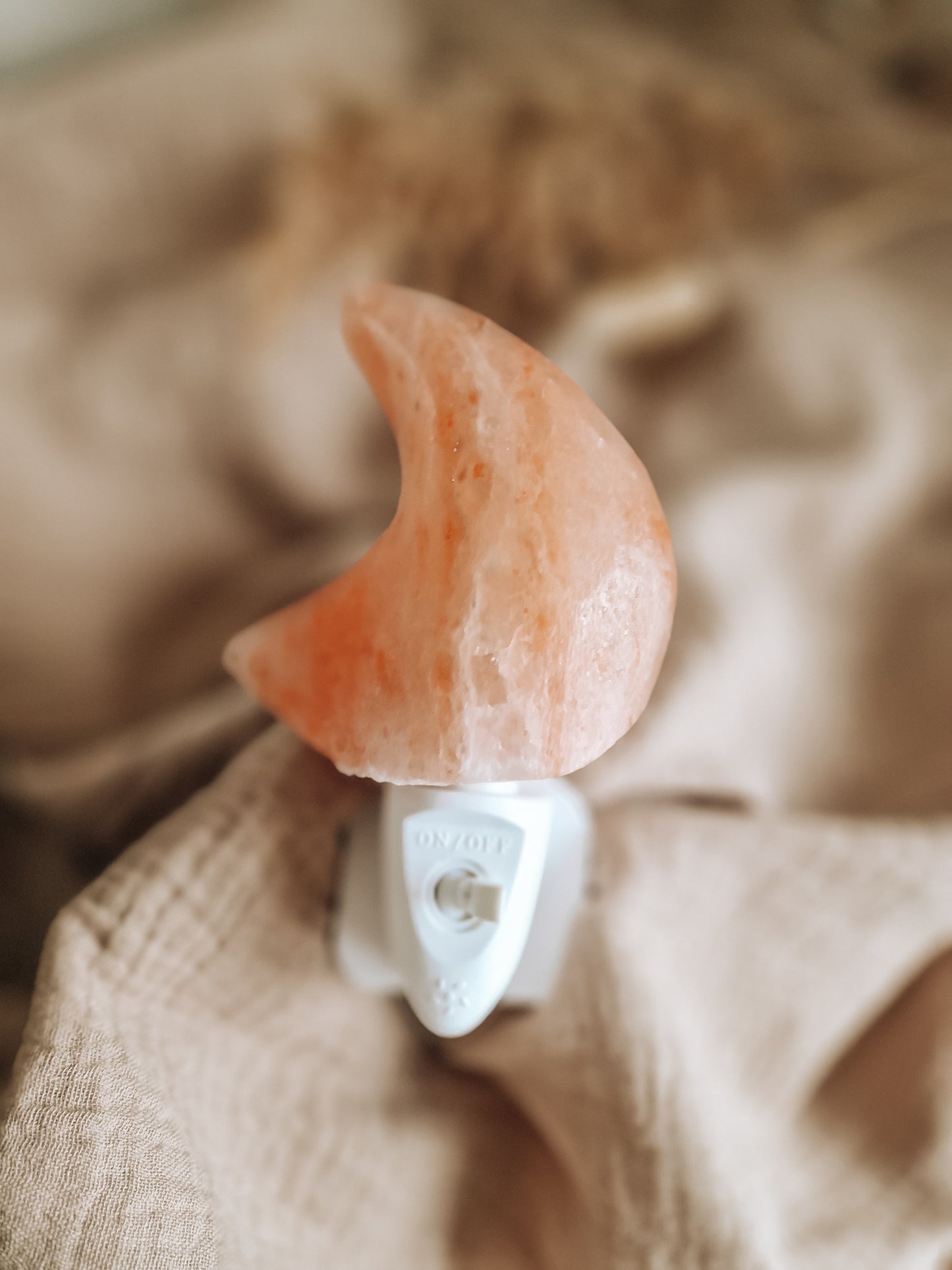 Himalayan salt stone night light | MOON Orange