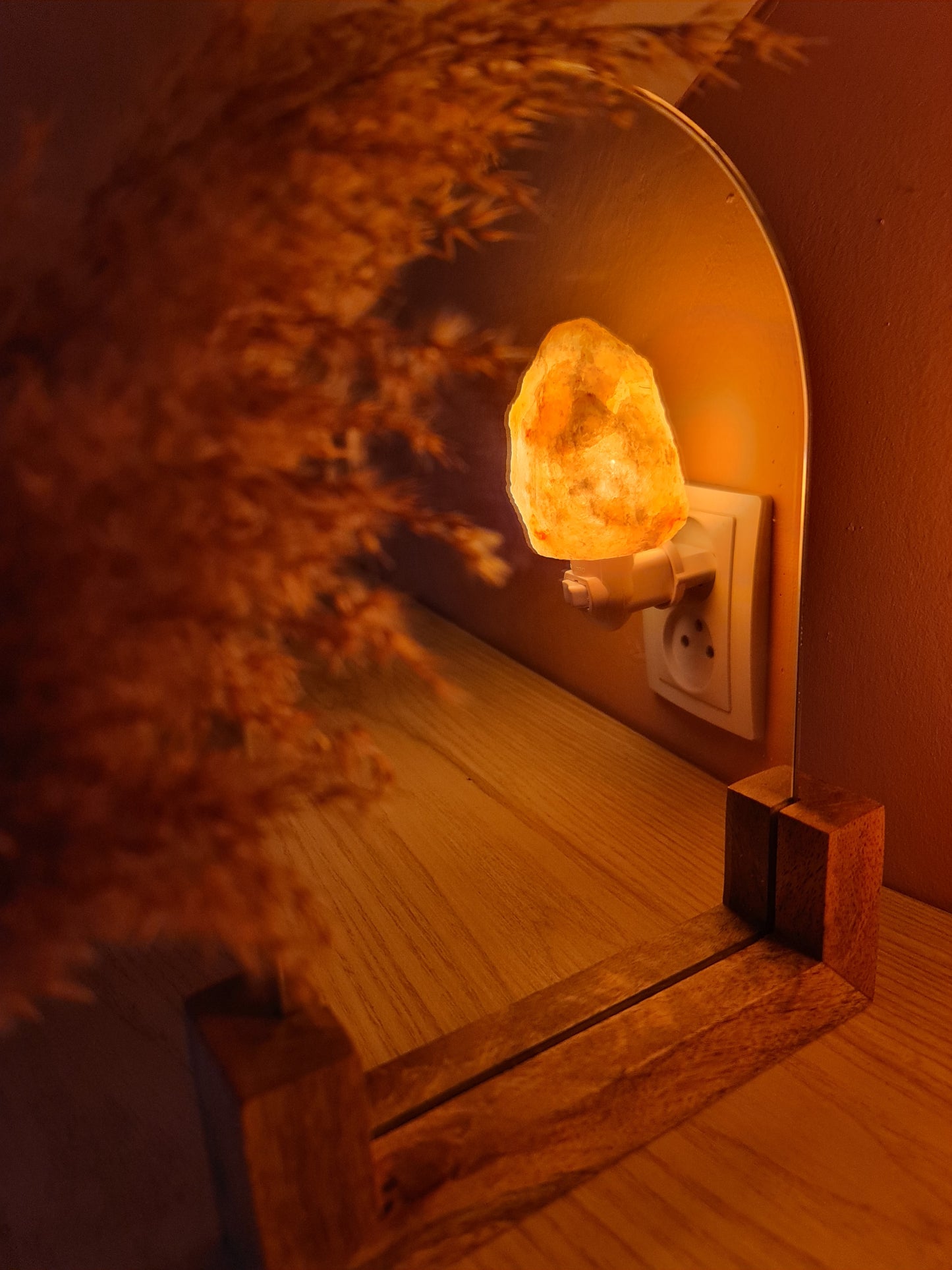 Himalayan salt stone night light | ROCK Orange
