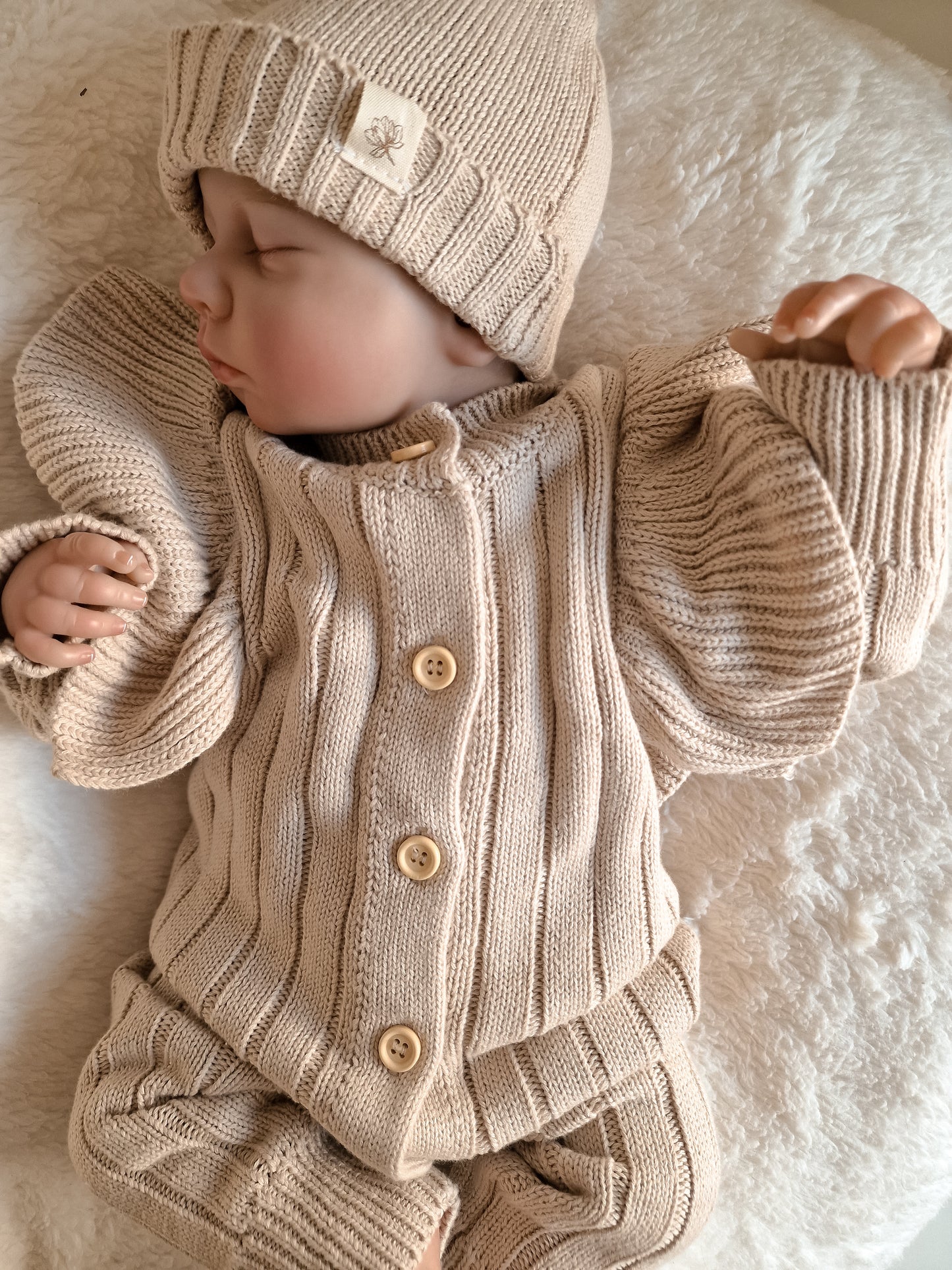 Babymuts met naam | Biologisch & Gebreid | Beige