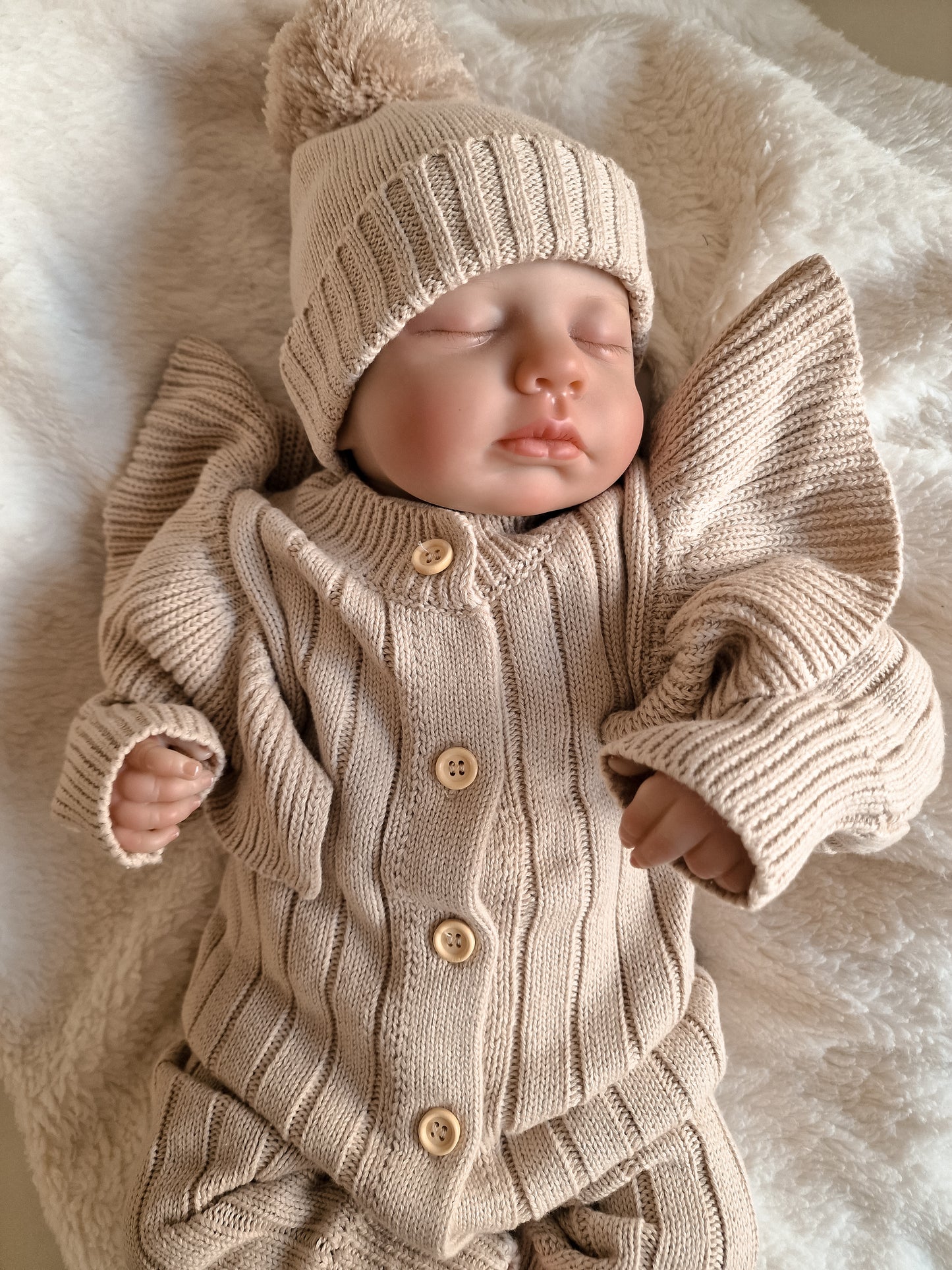 Boxpakje Ruffle met naam| Biologisch Gebreid| Beige