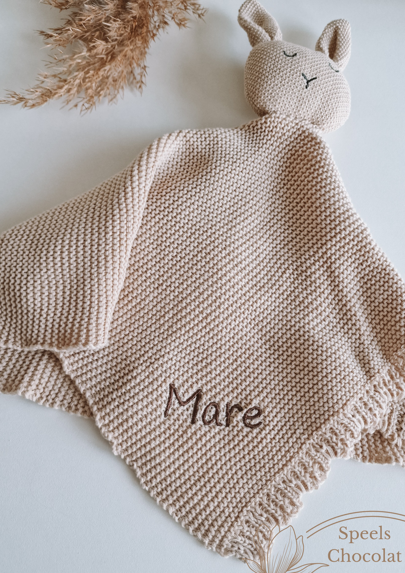 Cuddle cloth rabbit with name | Knitted organic | Beige