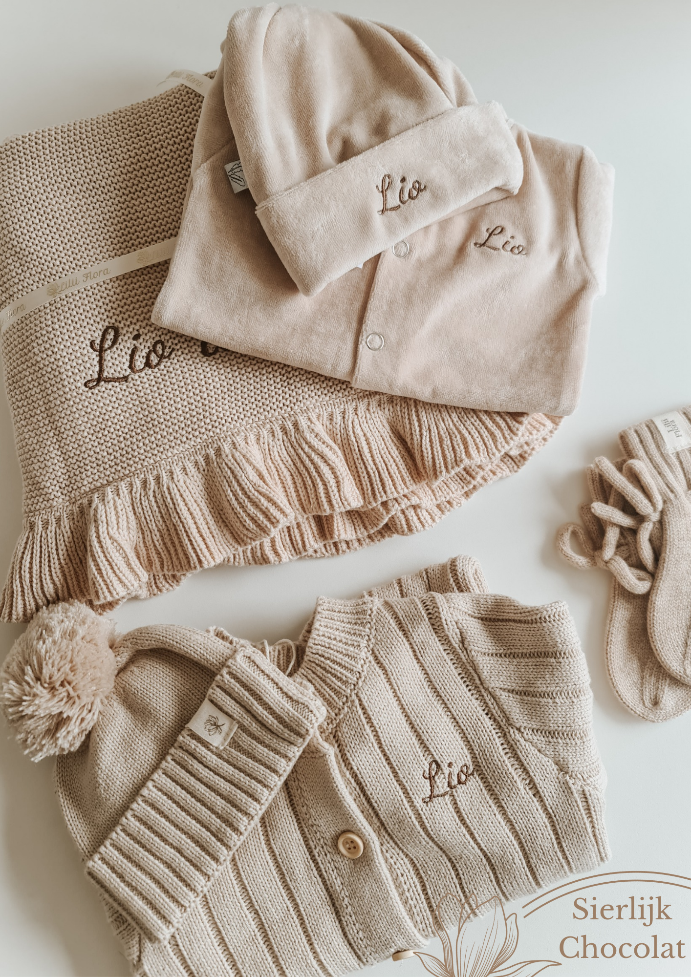 Babymuts met naam | Biologisch & Gebreid | Beige