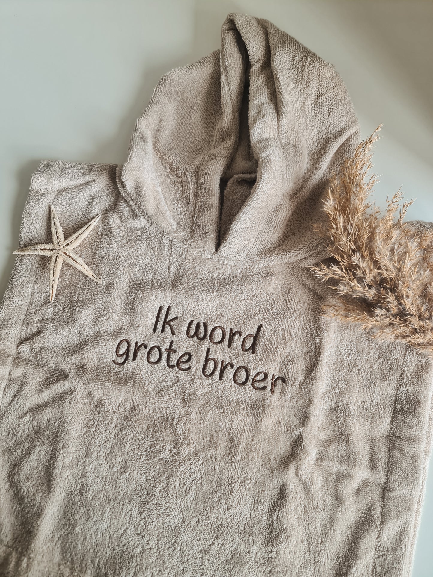 Bath poncho with name | Beige