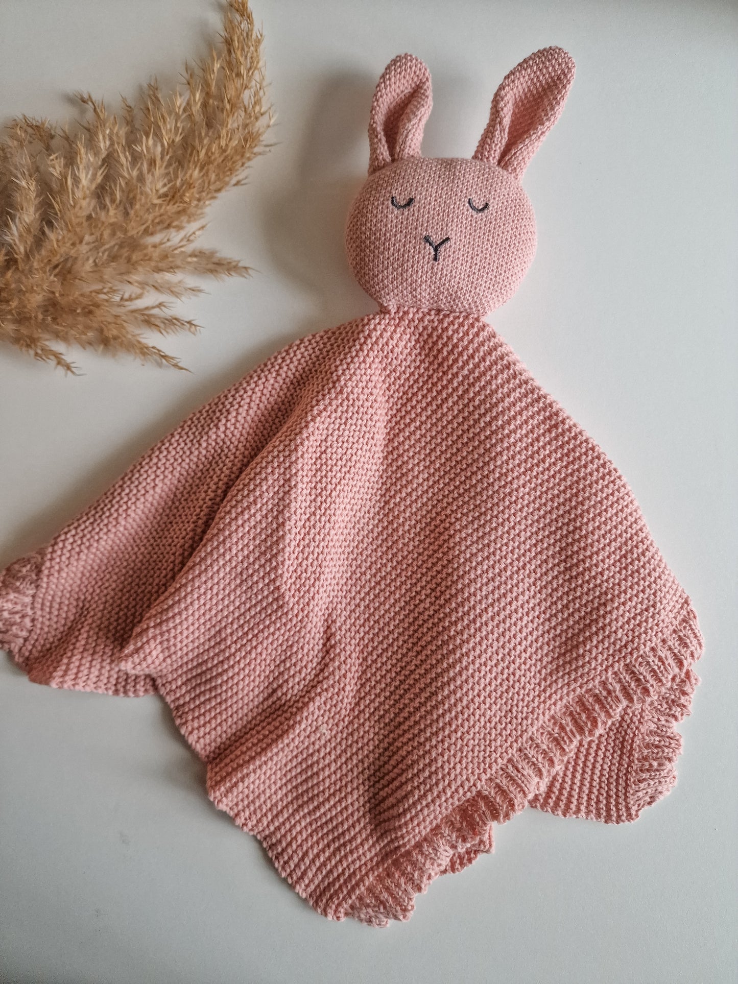 Cuddle cloth rabbit with name | Knitted organic | Old pink