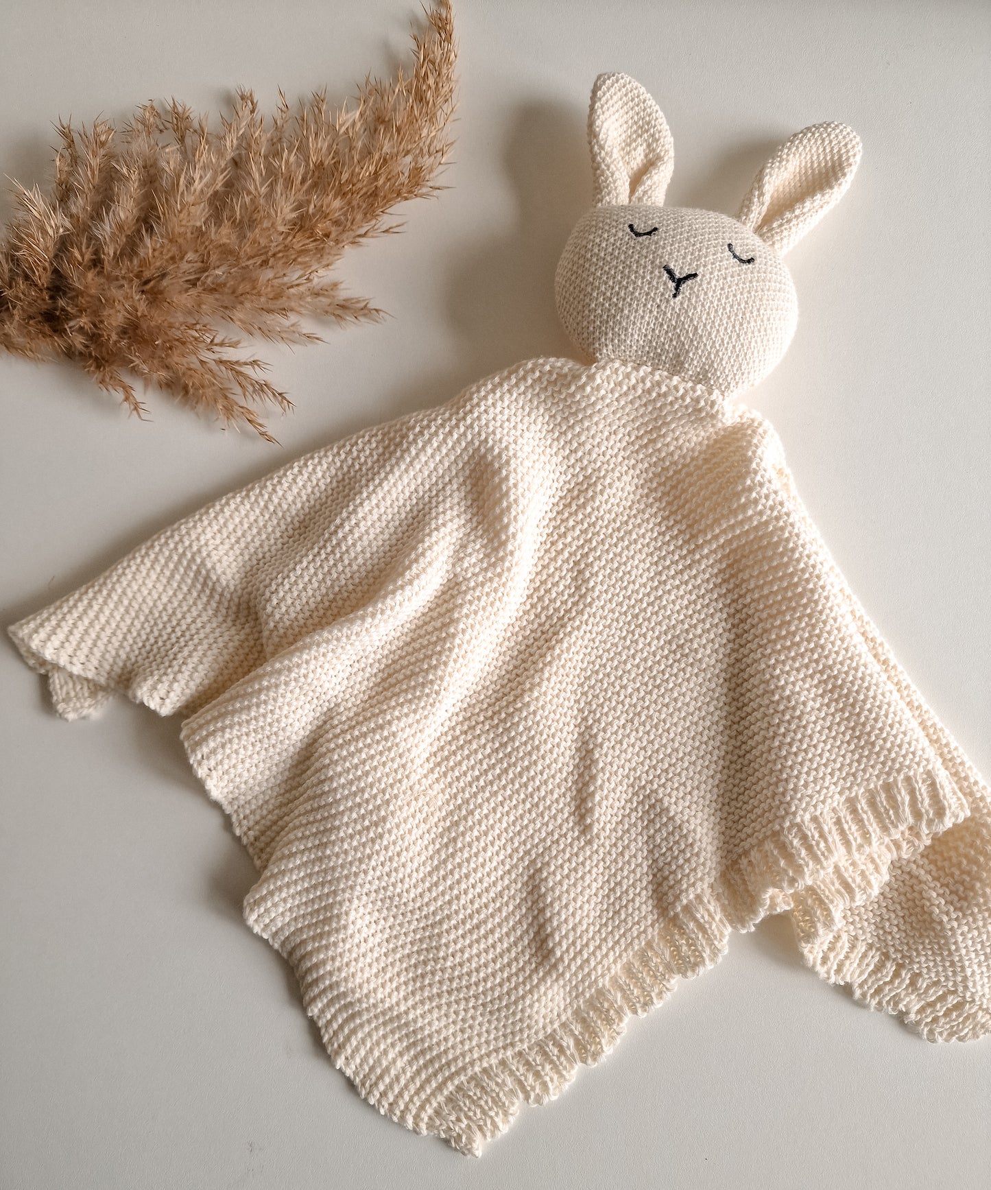 Cuddle cloth rabbit with name | Knitted organic | Ecru