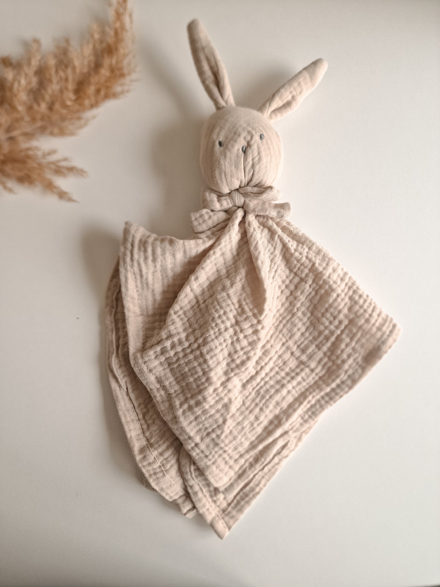 Knuffeldoekje konijn met naam | Hydrofiel| Beige