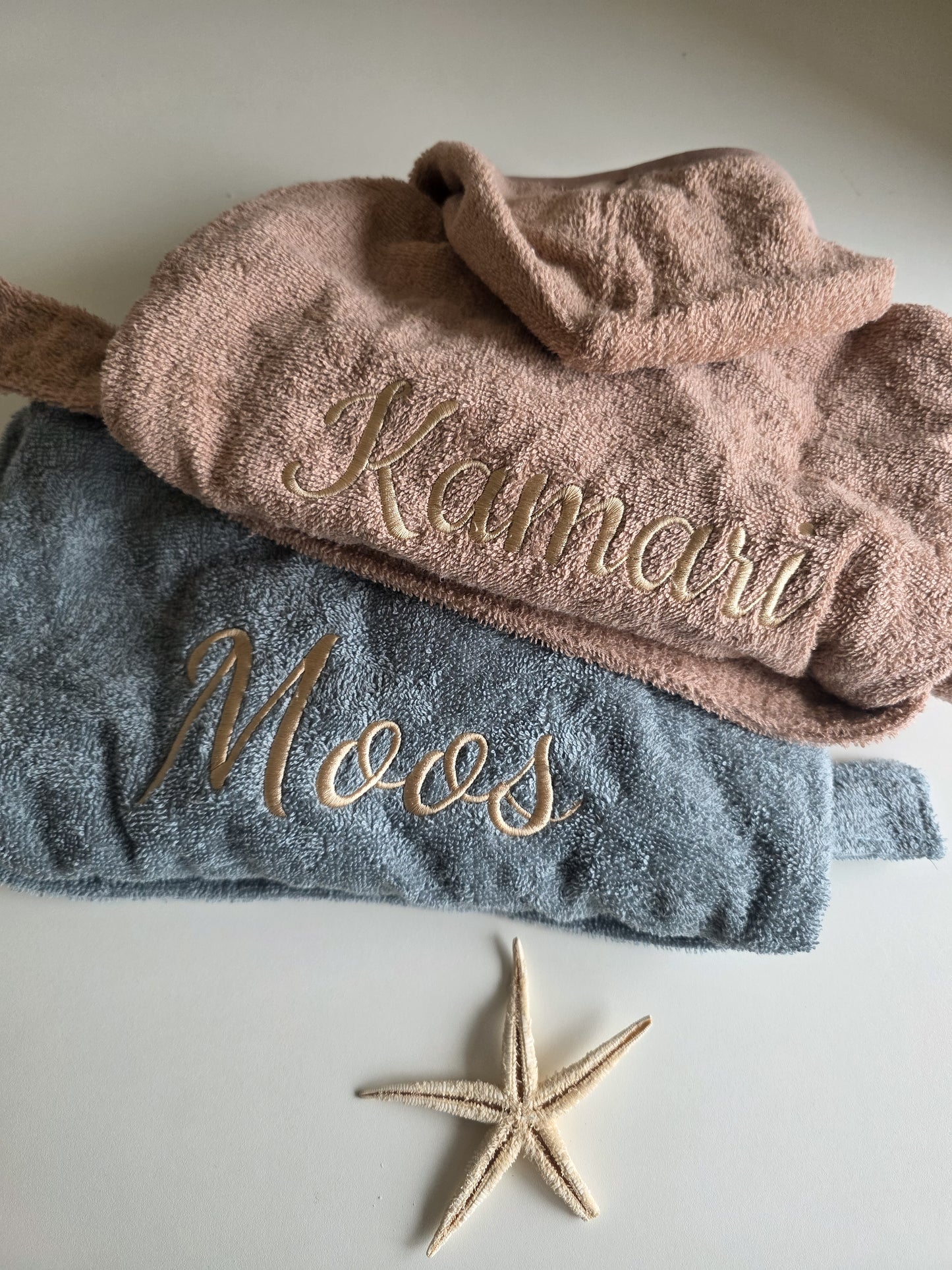 Badponcho met naam | Silky Blue