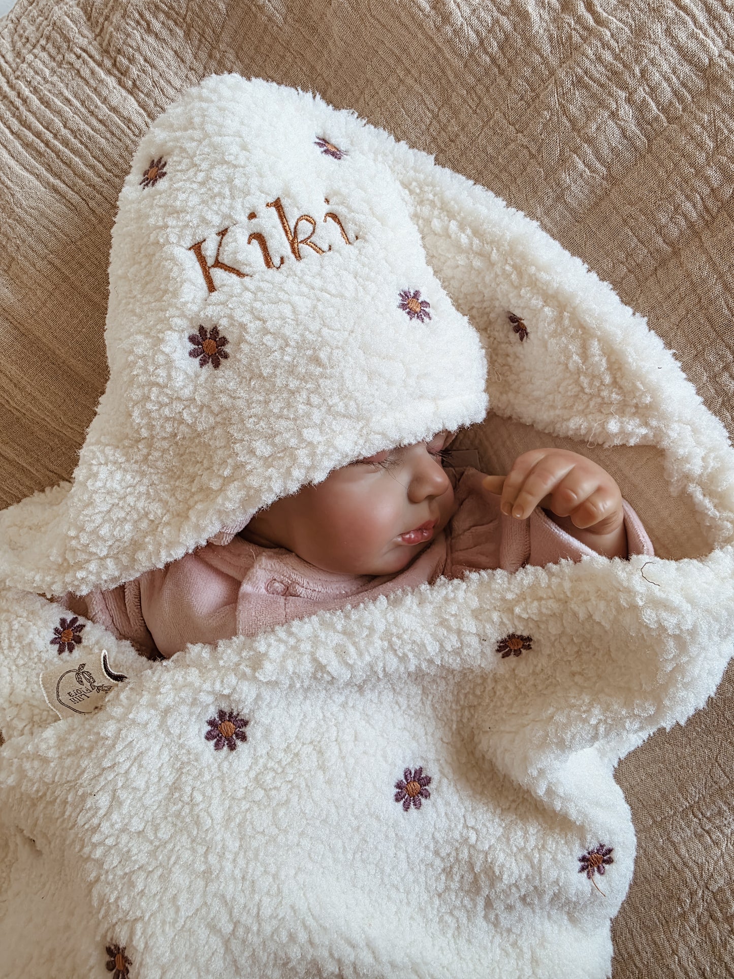 Wikkeldeken / Badcape met naam optioneel |Teddy Flower