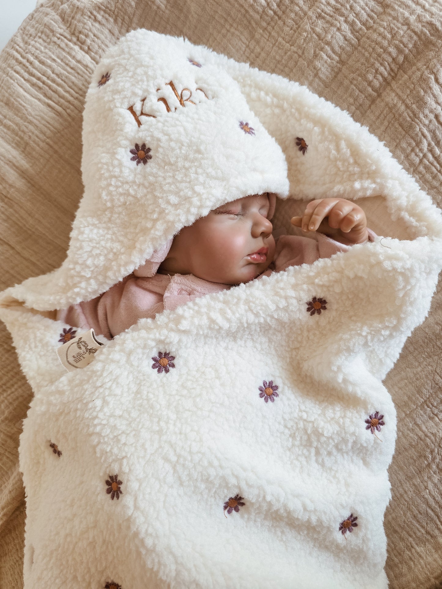 Wikkeldeken / Badcape met naam optioneel |Teddy Flower