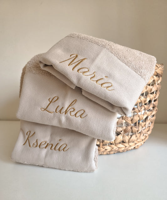 Handdoek met naam Katoen | Beige