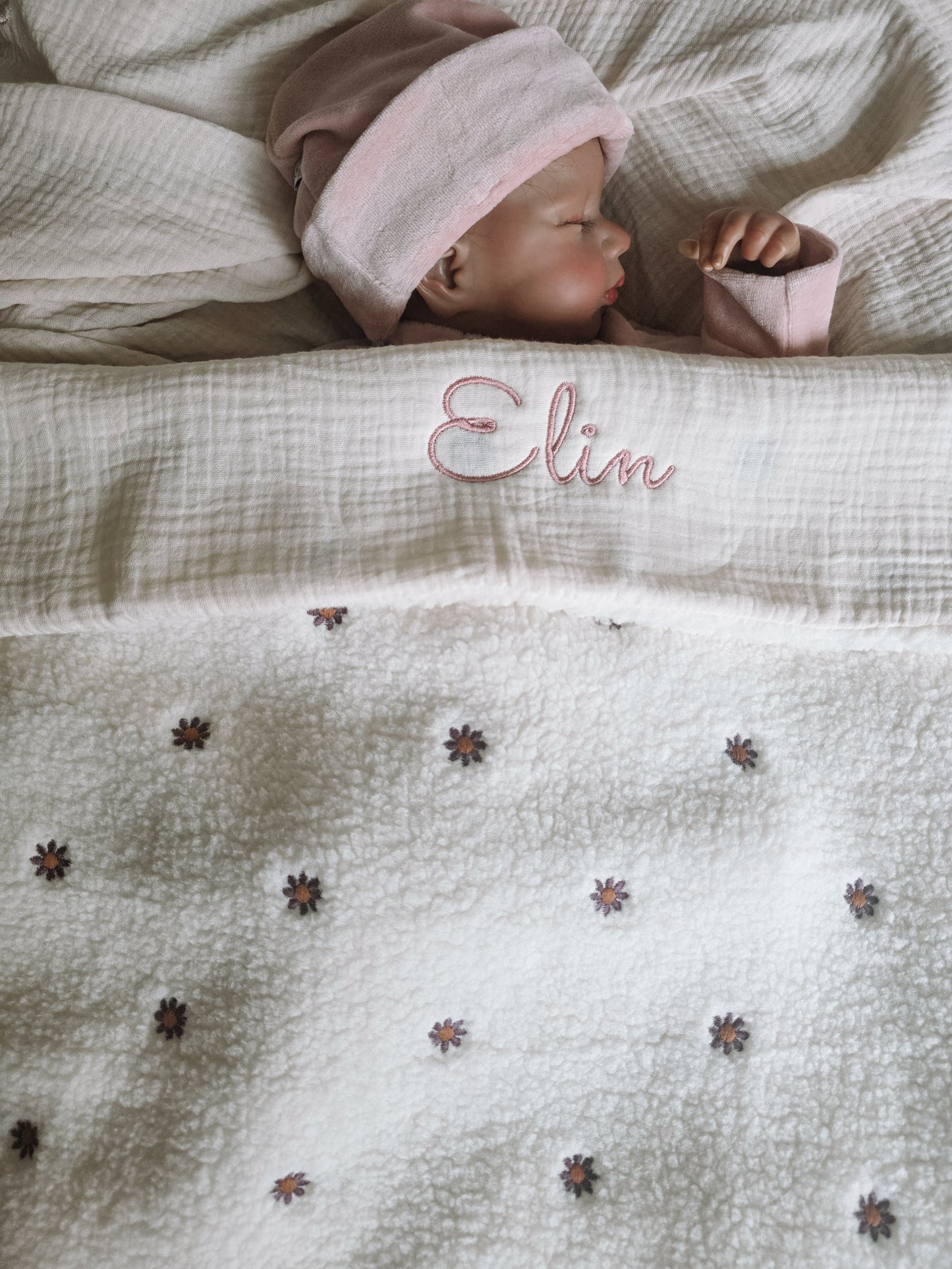 Baby deken | optioneel met naam | Teddy Flower
