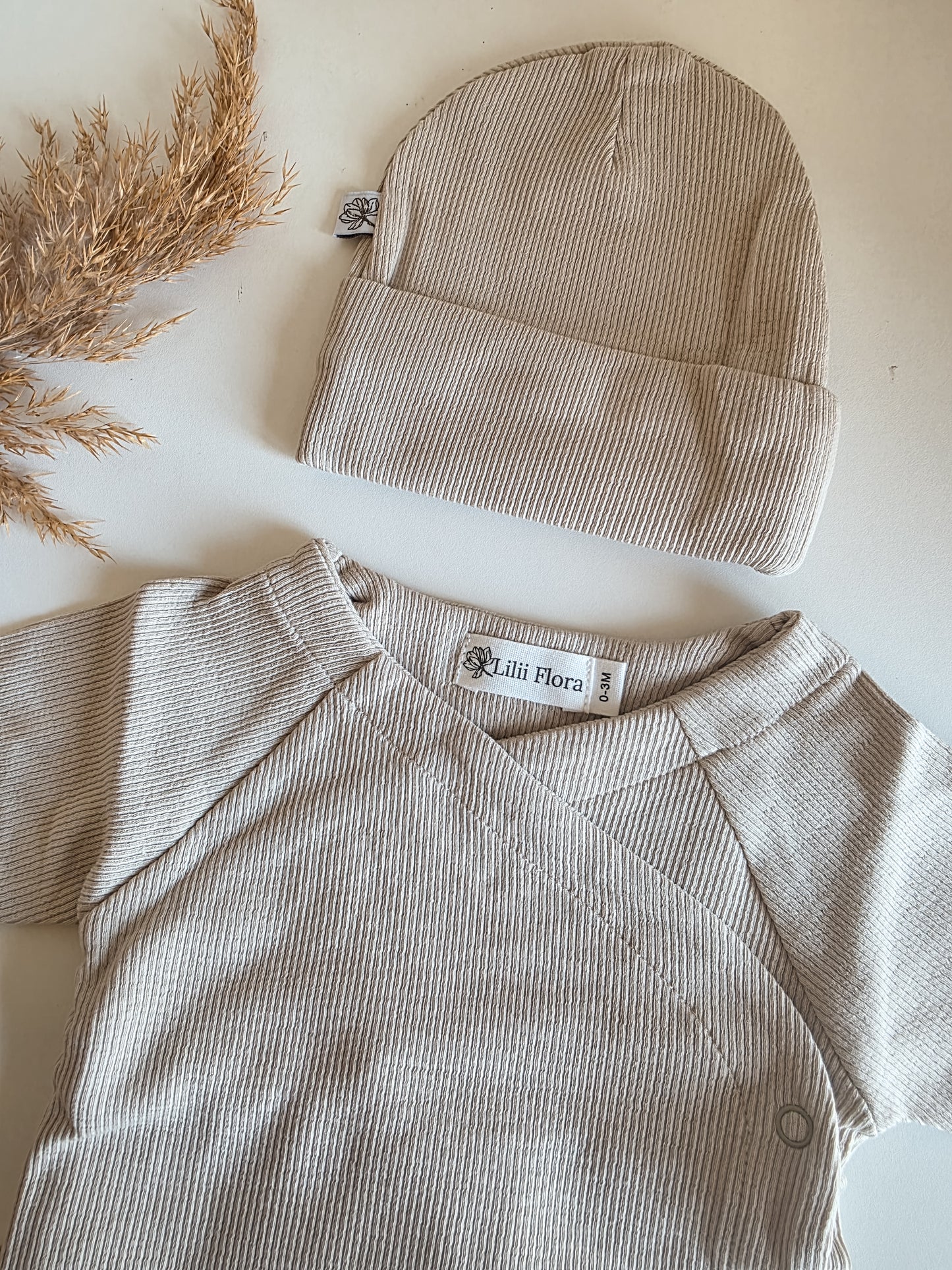 Babymuts met naam | Rib | Naturel