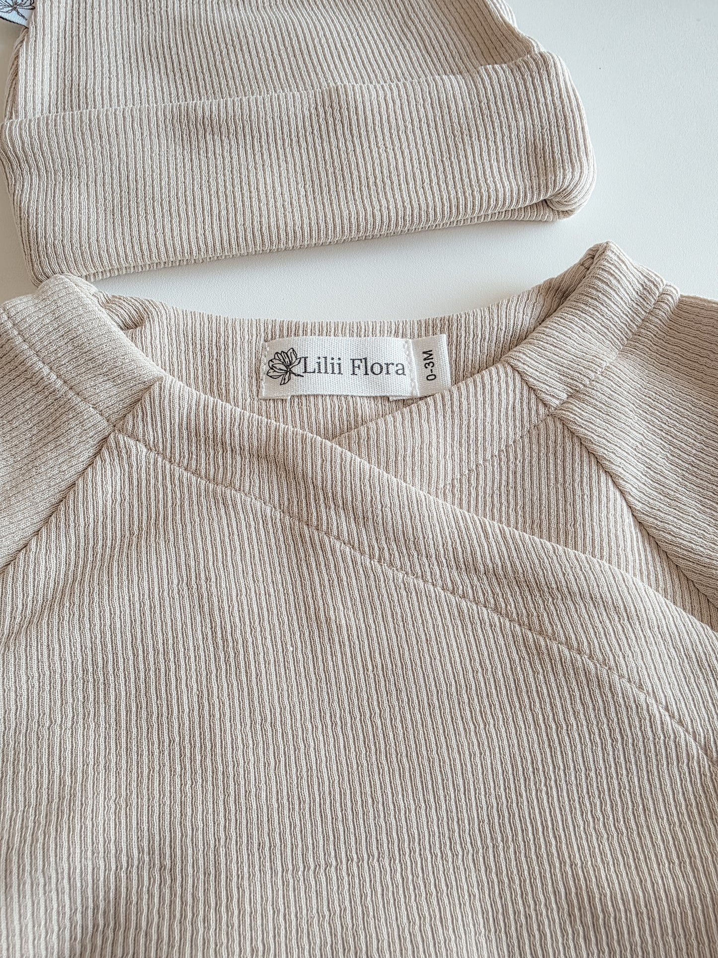 Babygrow | Pants with wrap-over shirt | Ribbed | Natural