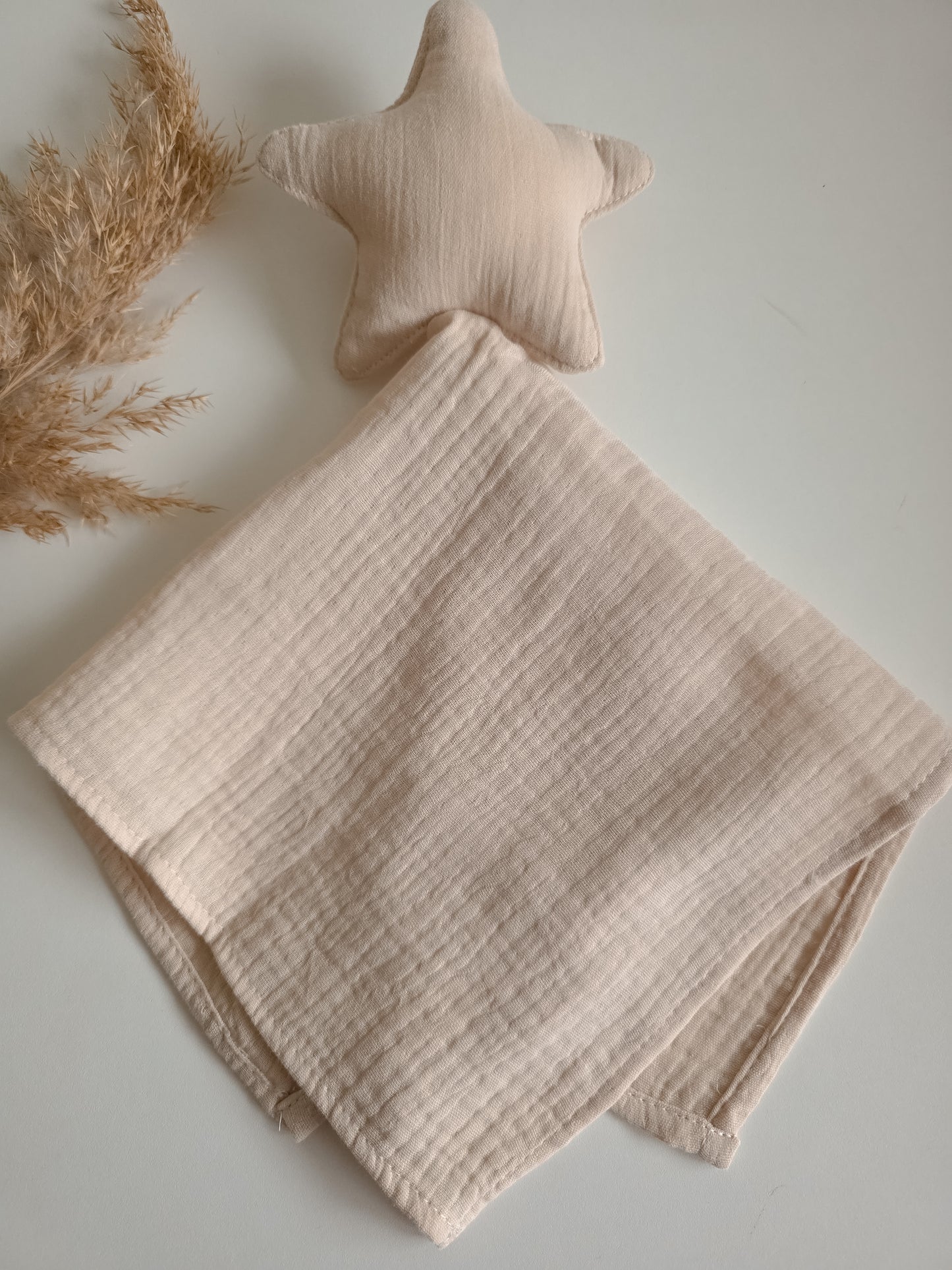 Knuffeldoekje met naam optioneel | Ster Taupe | Hydrofiel