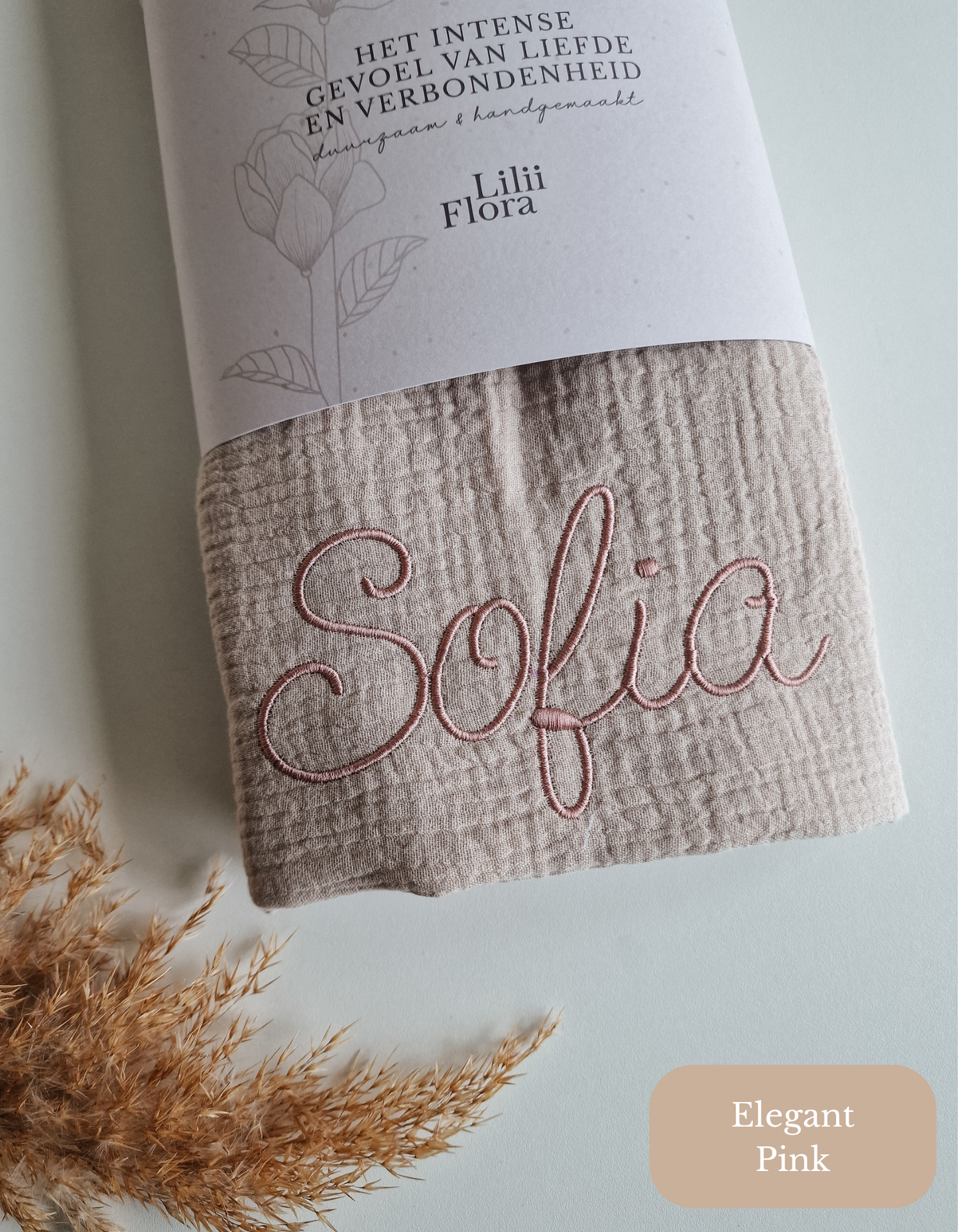 Hydrofiele doek met naam | Light Beige