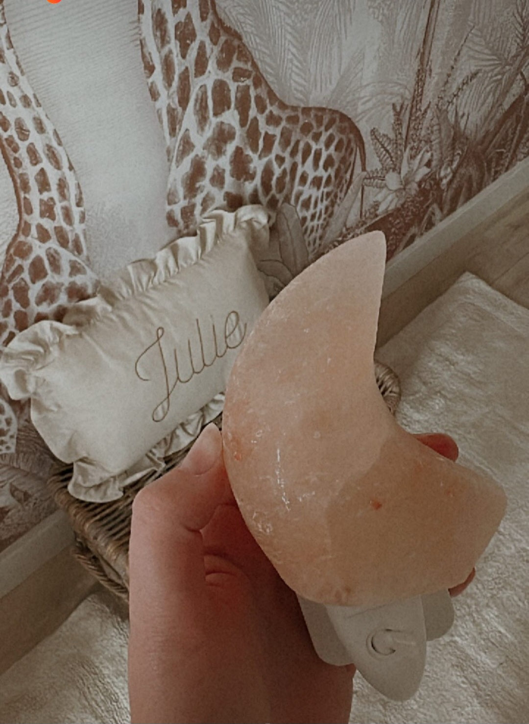 Himalayan salt stone night light | MOON Orange