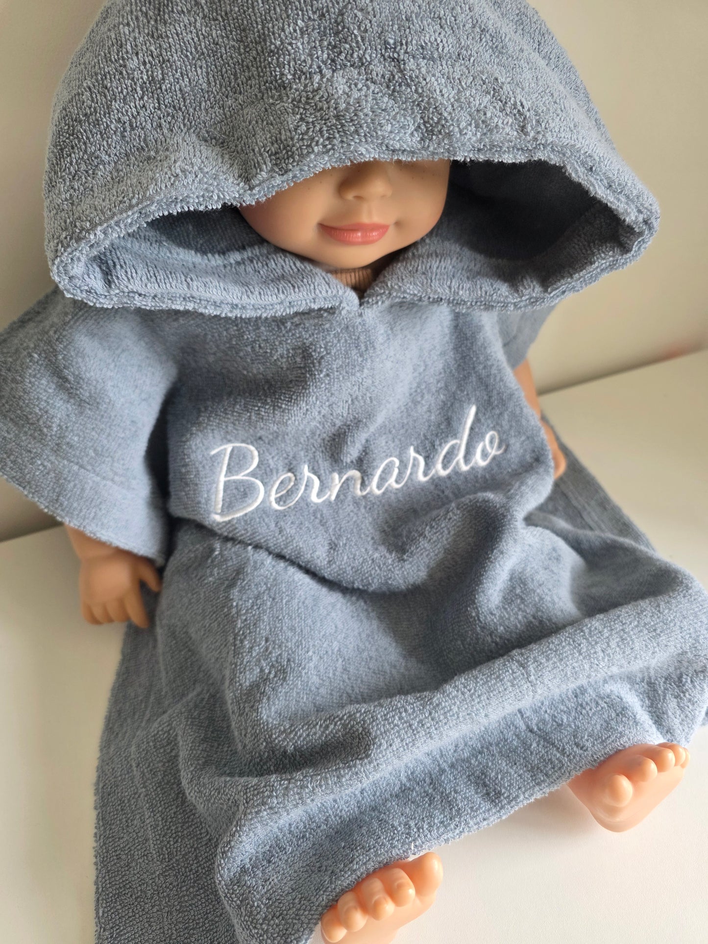 Badponcho met naam | Silky Blue