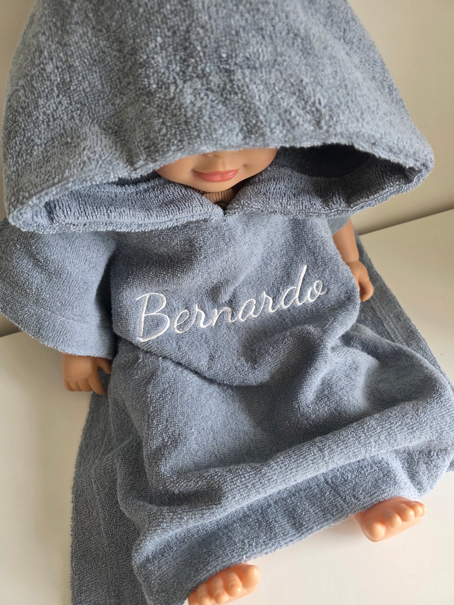 Badponcho met naam | Silky Blue