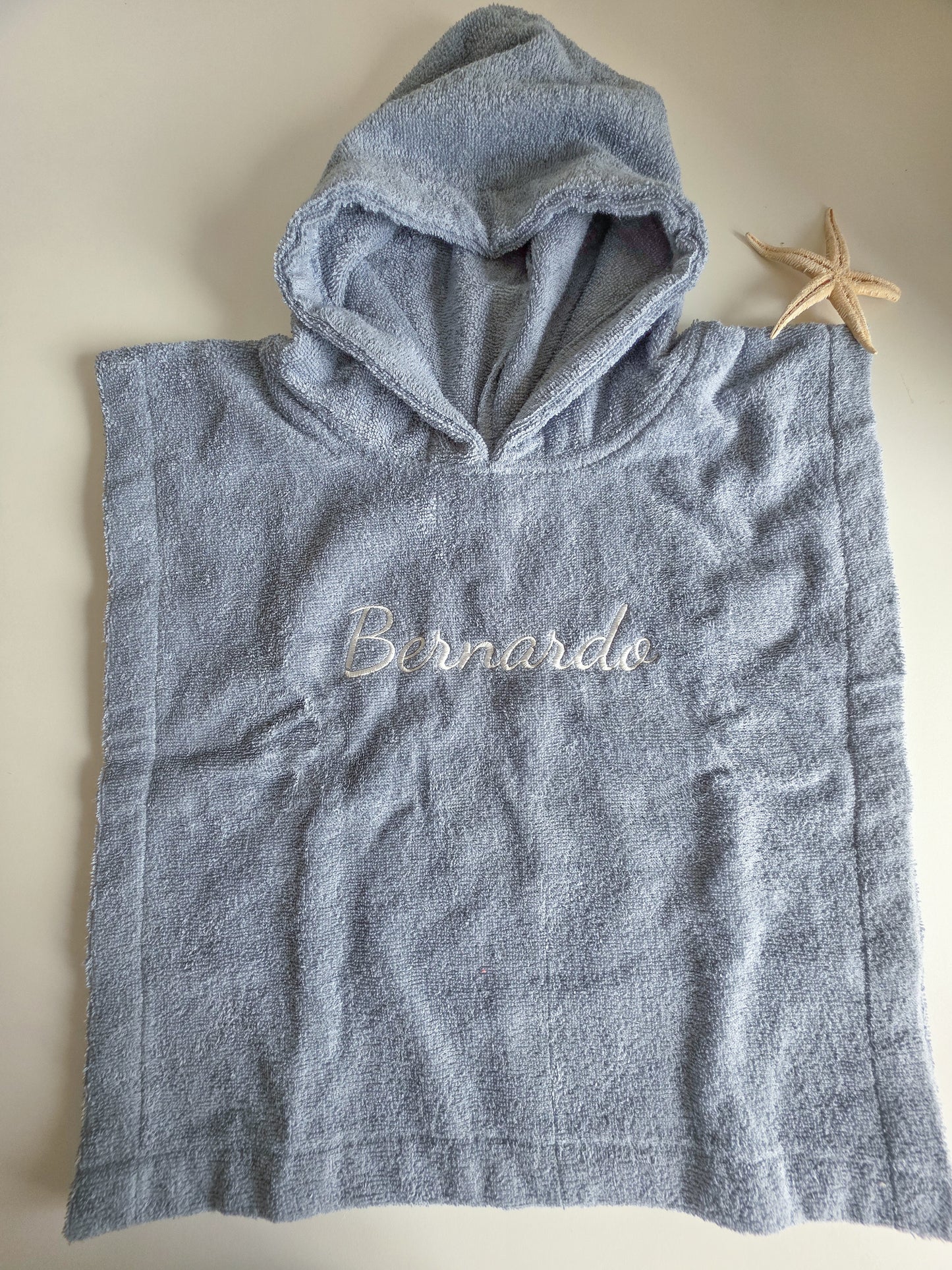 Badponcho met naam | Silky Blue