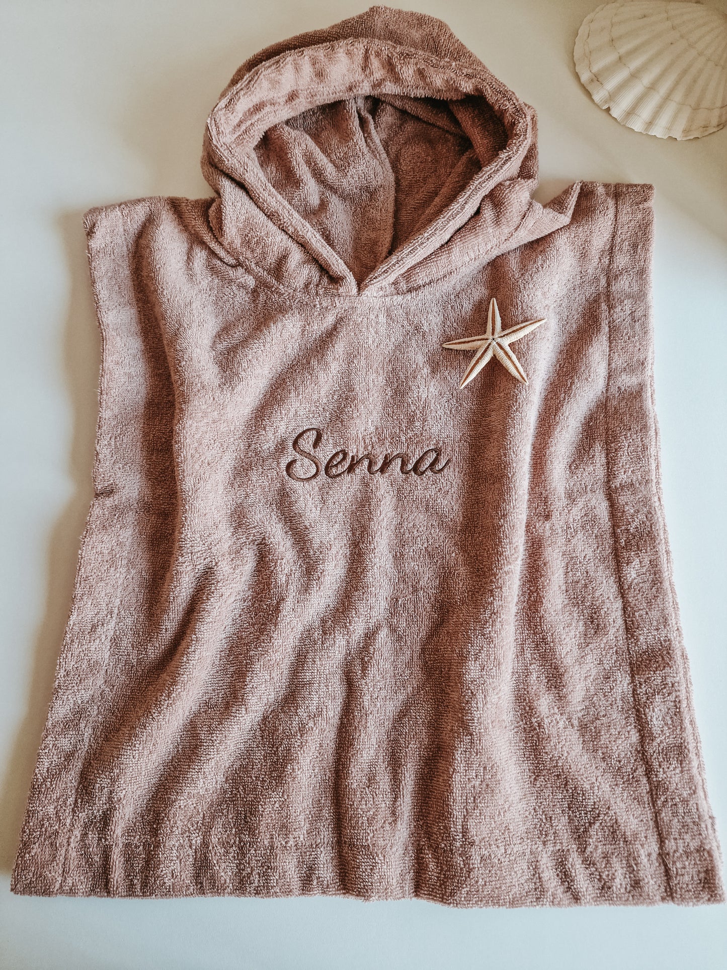 Bath poncho with name | Pink blush
