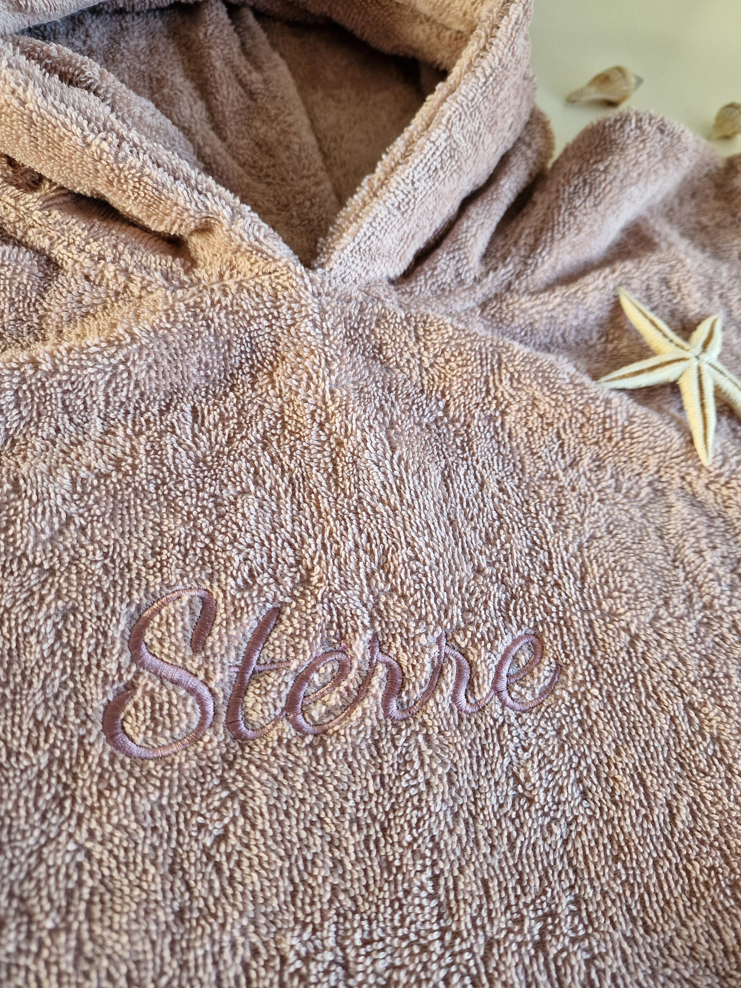 Bath poncho with name | Pink blush