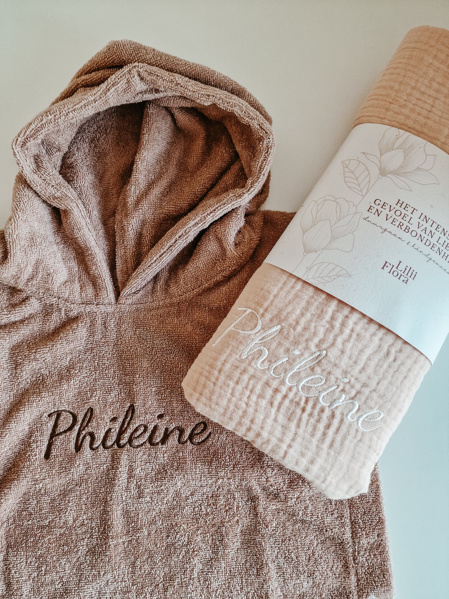 Bath poncho with name | Pink blush