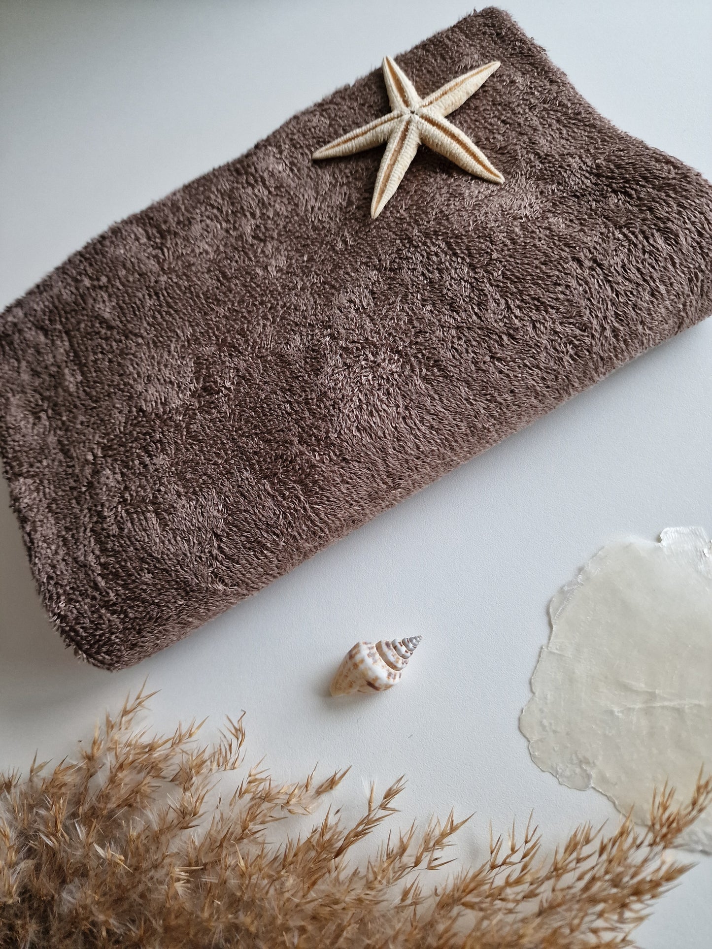 Handdoek luxe bamboe met naam | Earth brown
