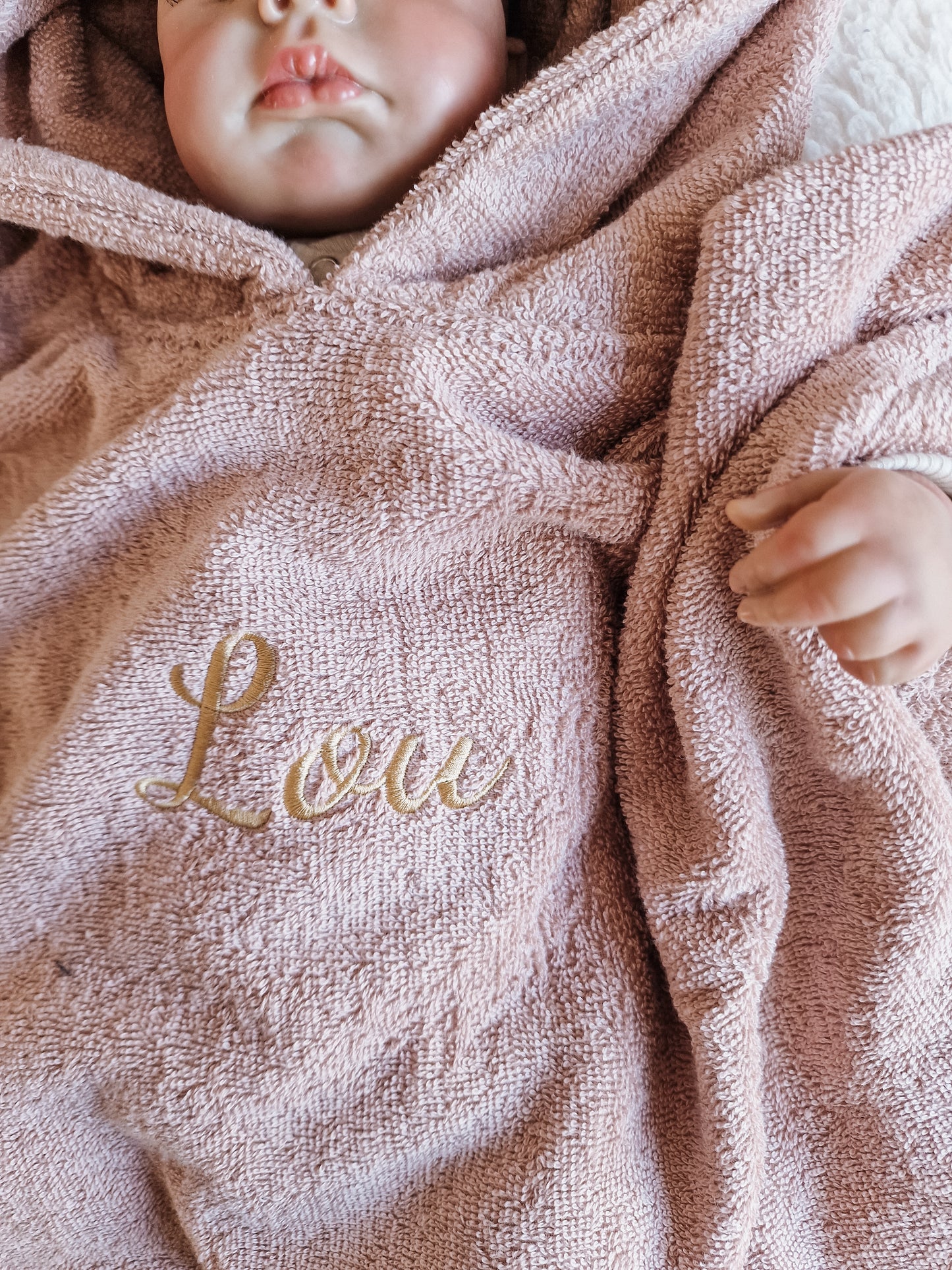Bath poncho with name | Pink blush