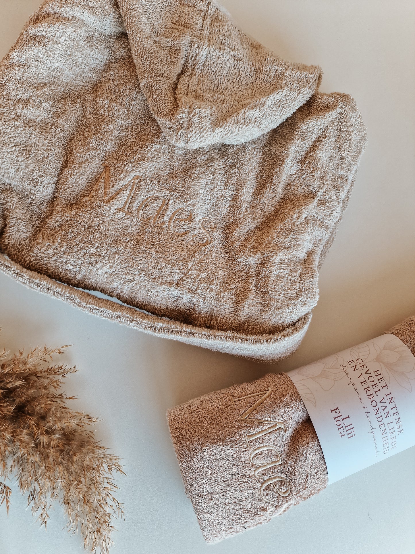 Children's towel bamboo luxury with name | Natural