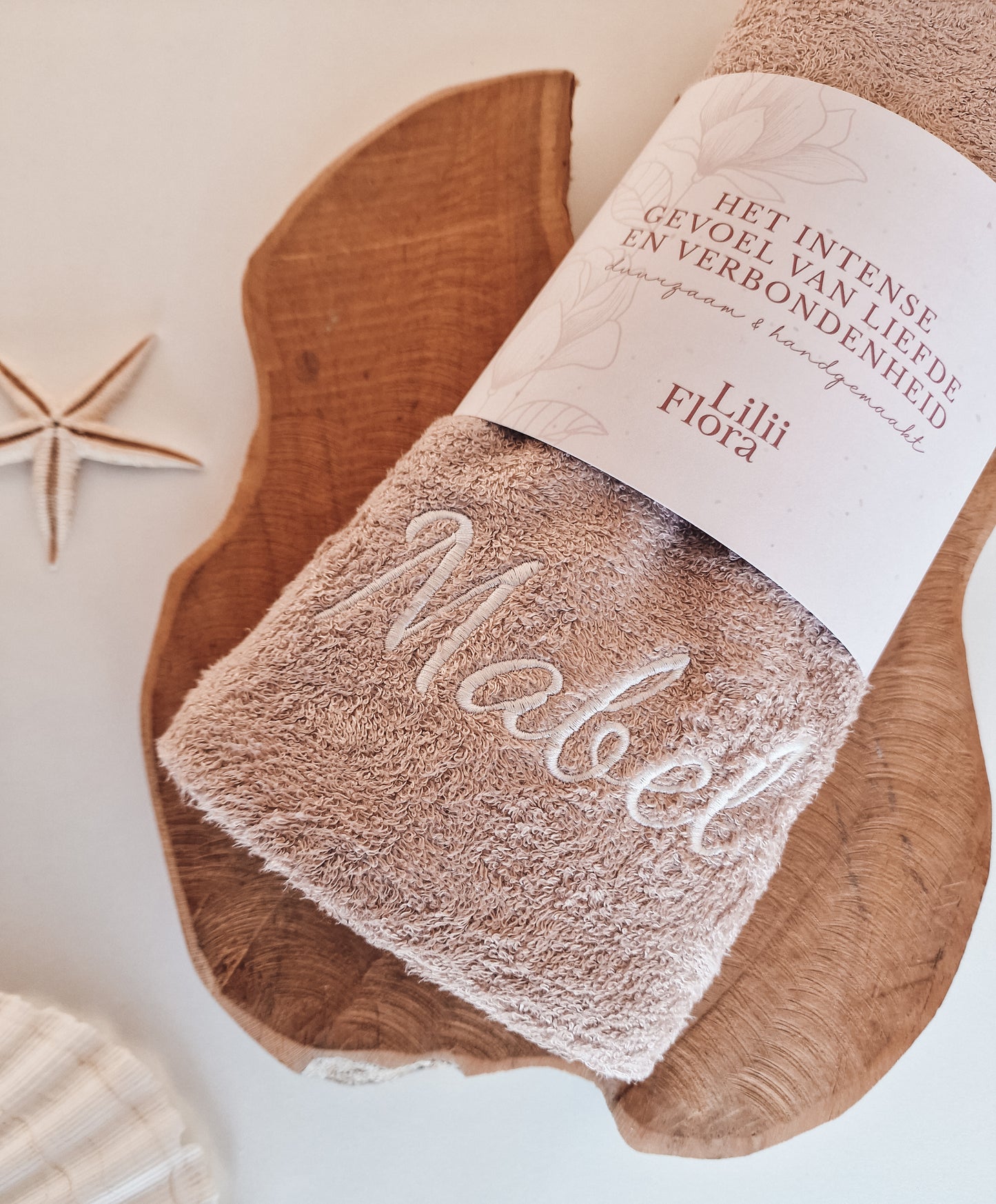 Children's towel bamboo luxury with name | Natural
