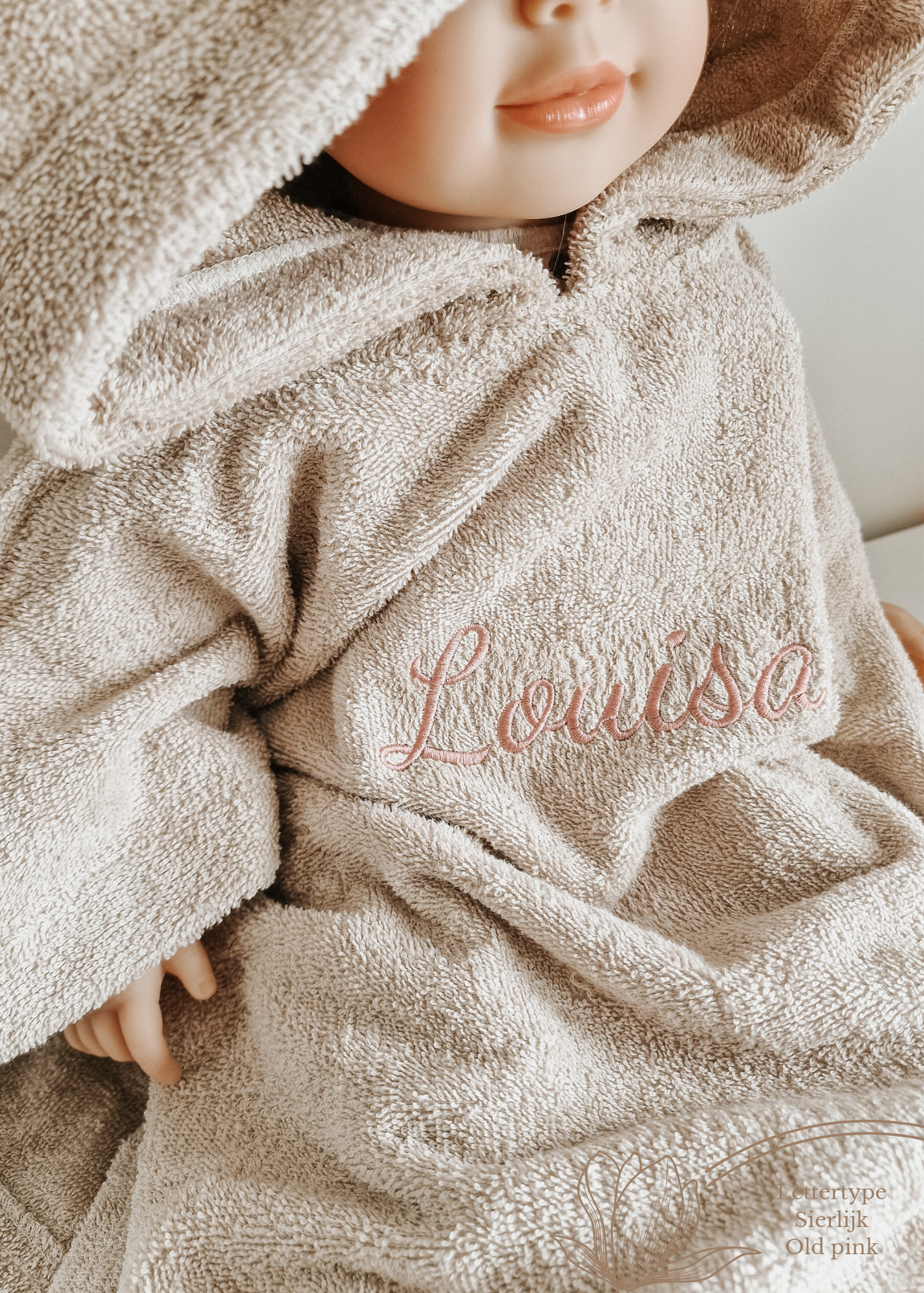 Bath poncho with name | Beige