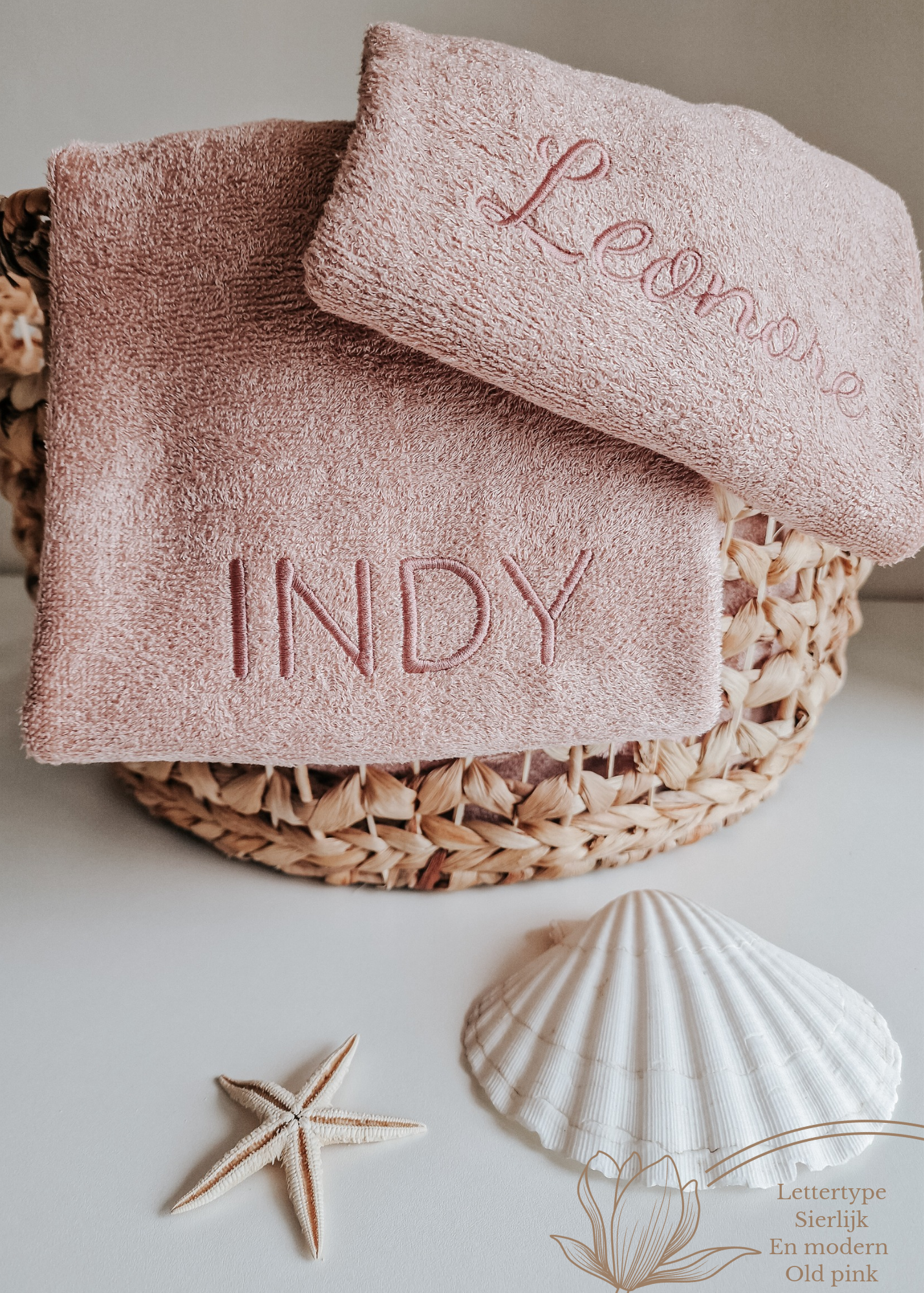 Children's towel bamboo luxury with name | Soft pink