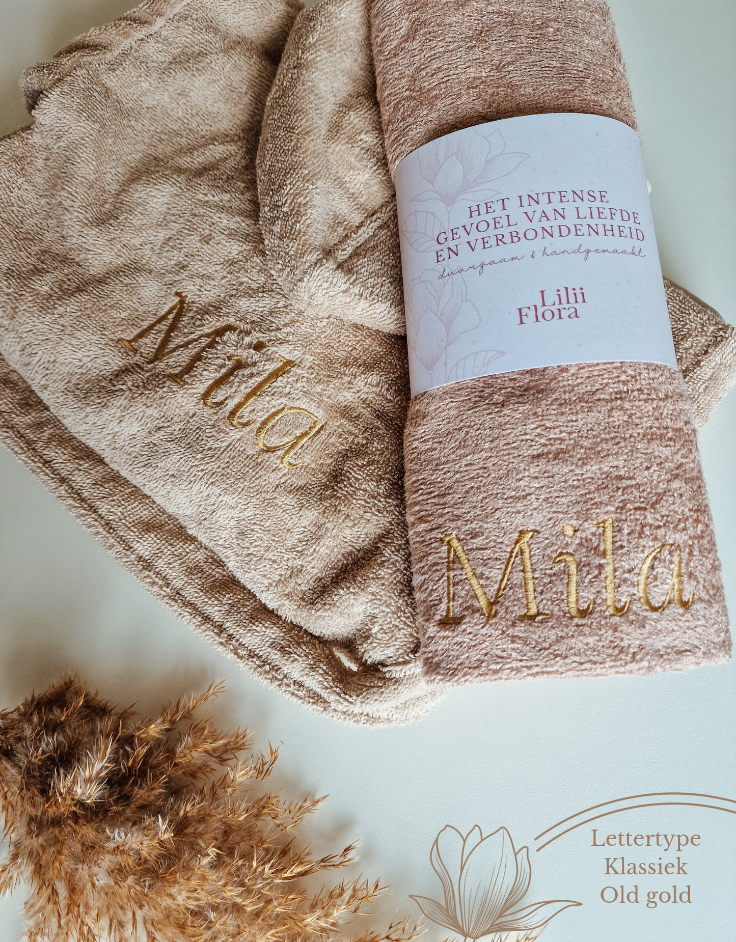 Children's towel bamboo luxury with name | Natural