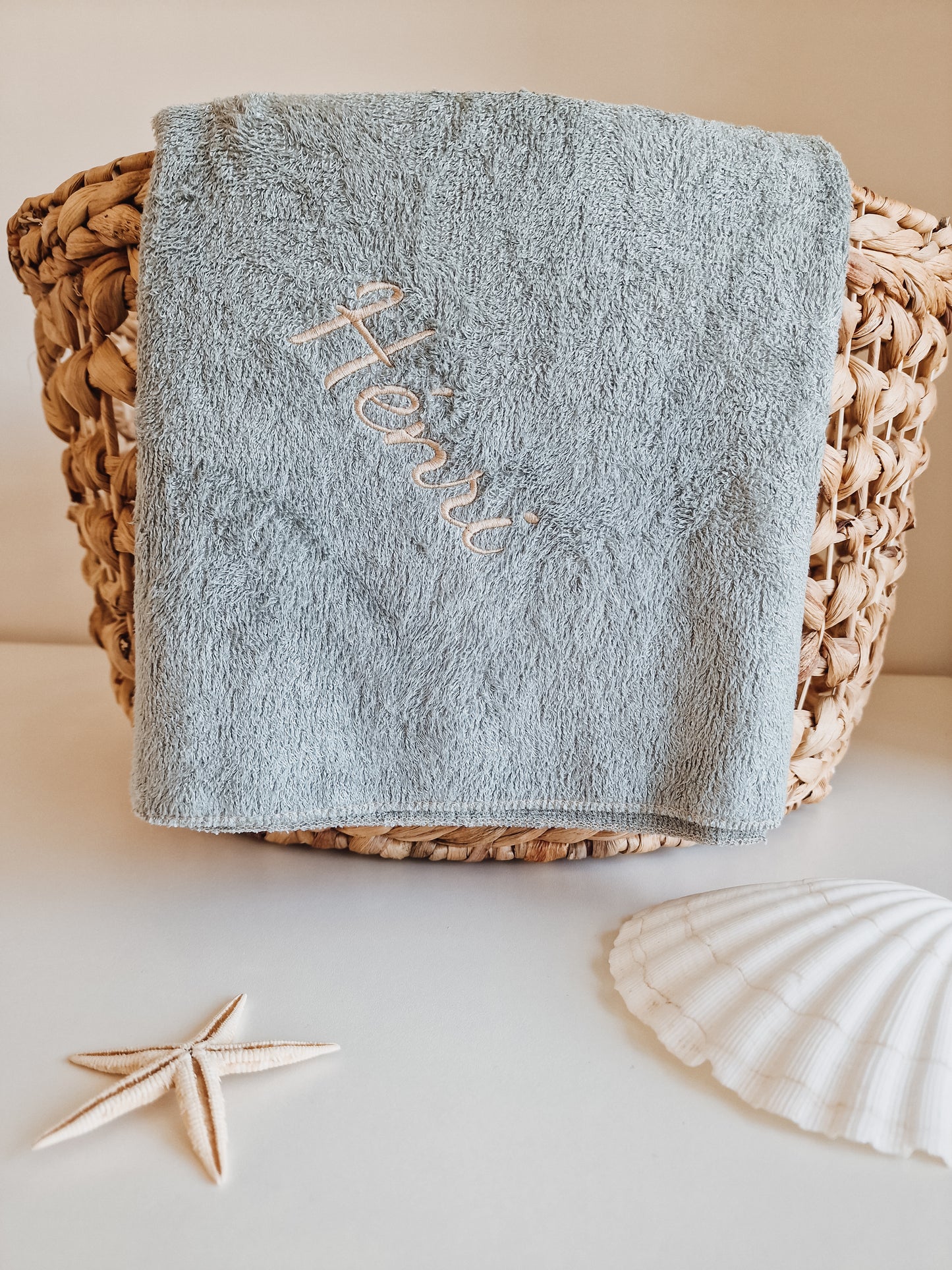 Children's towel bamboo luxury with name | Aqua