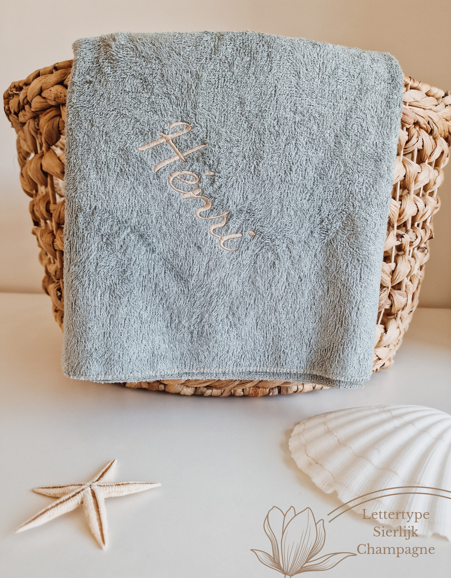 Children's towel bamboo luxury with name | Aqua