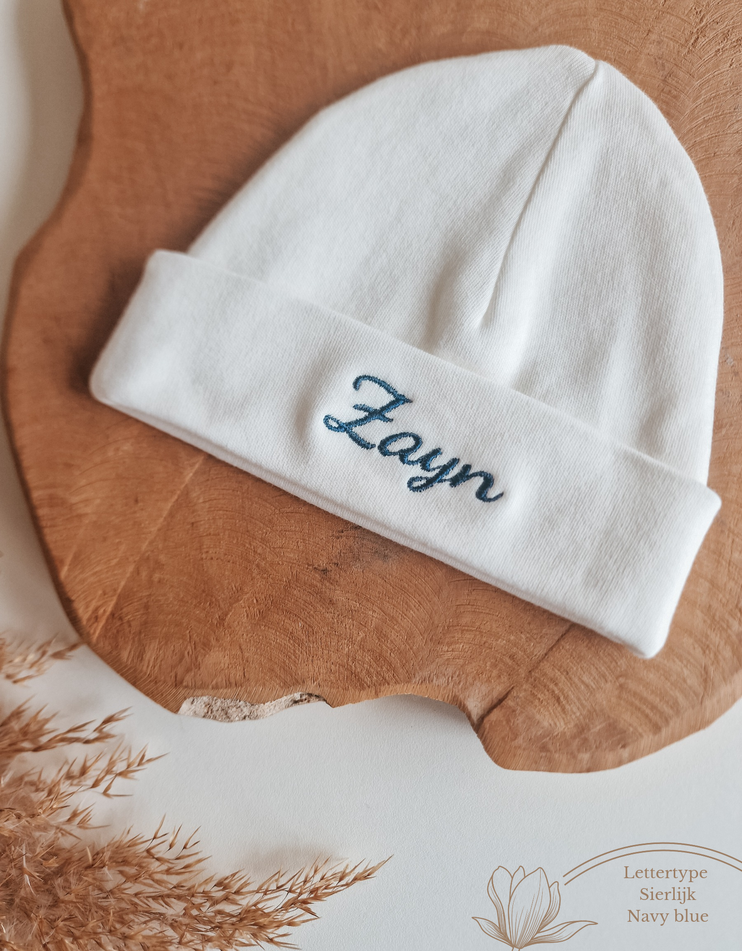 Baby hat with name | Cream